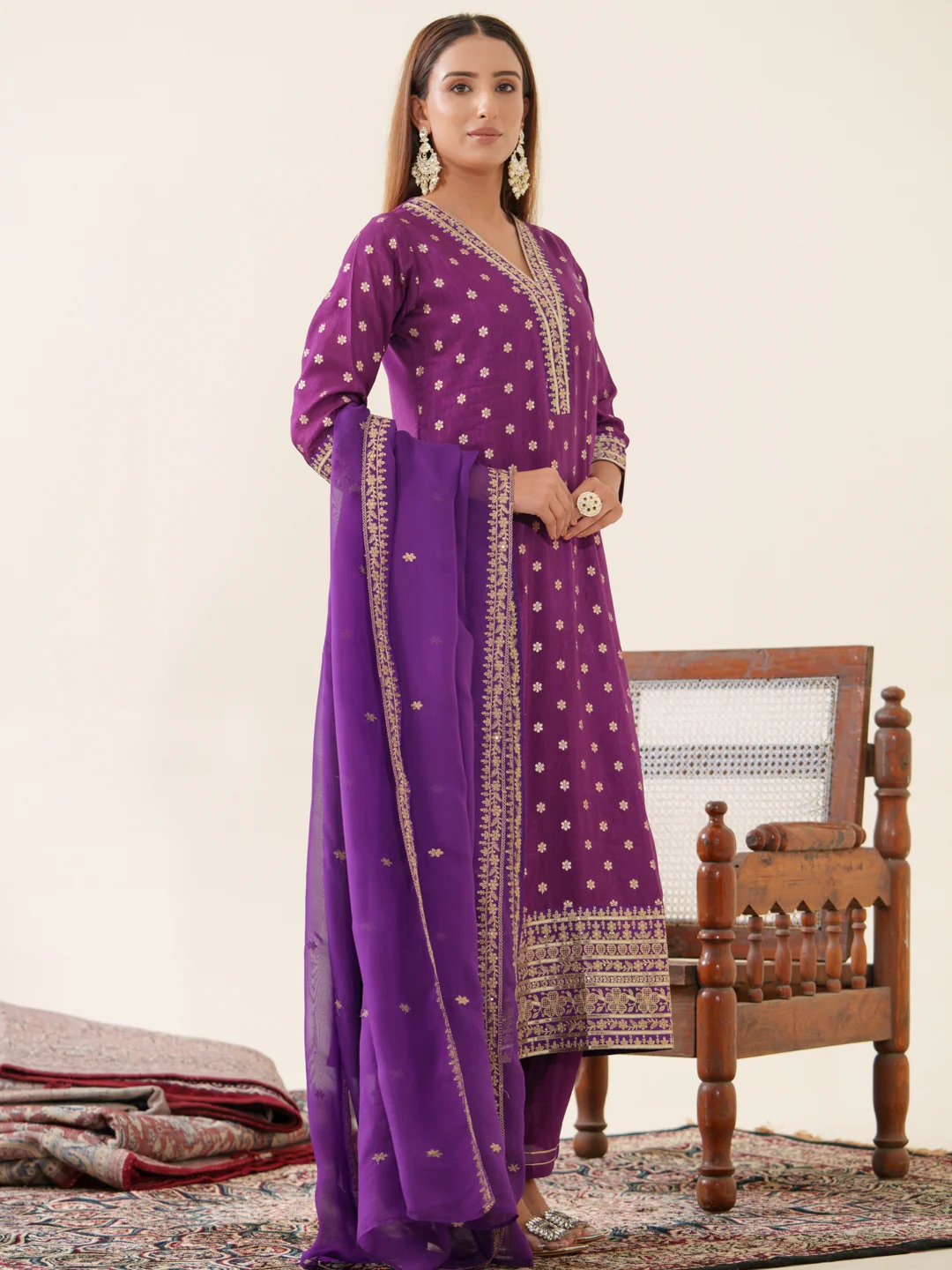 Palash Grape Full Work Suit Set - Image 22