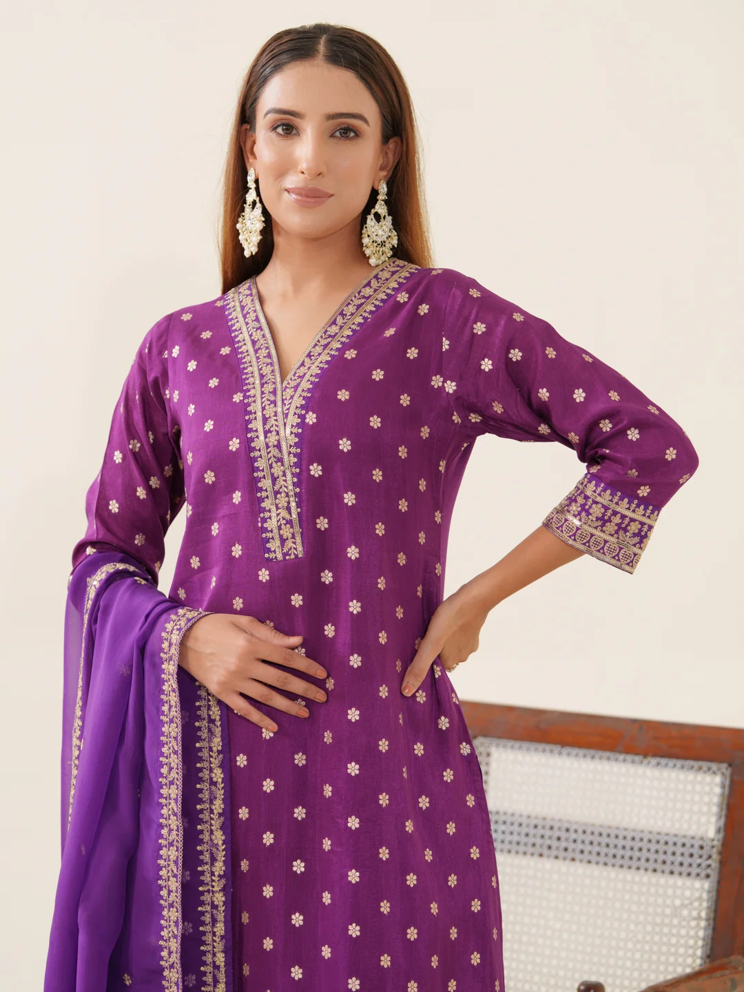 Palash Grape Full Work Suit Set - Image 5