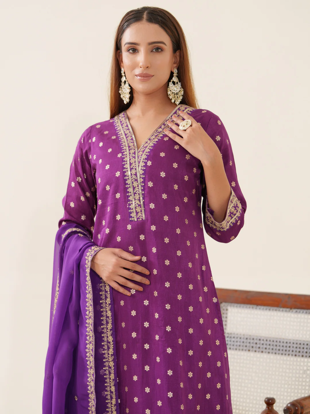 Palash Grape Full Work Suit Set - Image 7