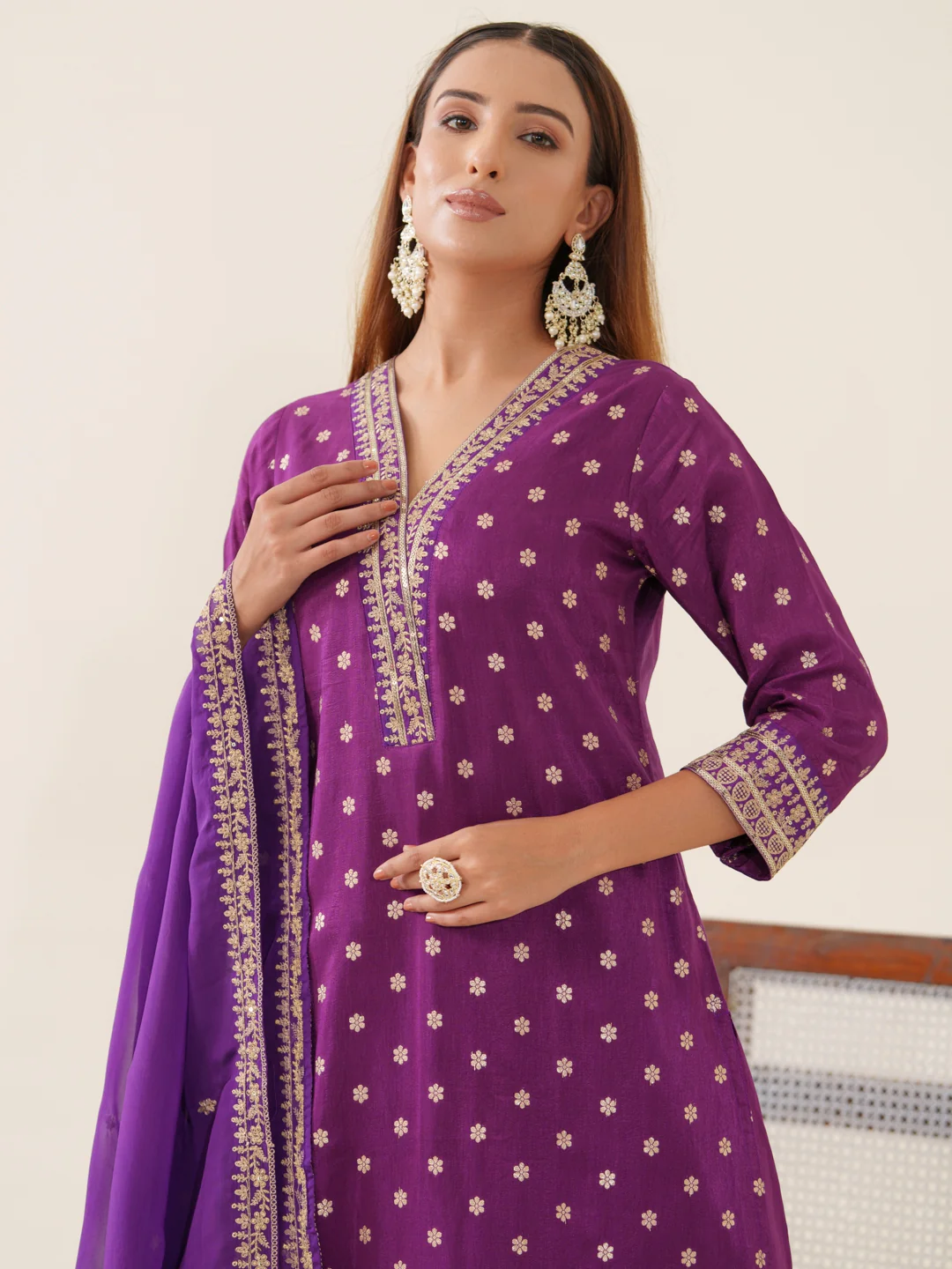 Palash Grape Full Work Suit Set - Image 8
