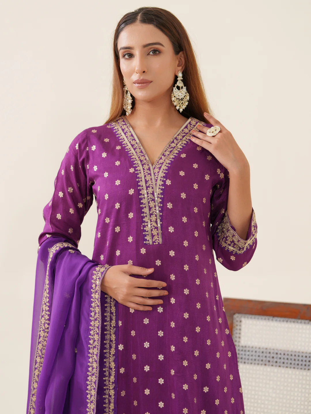 Palash Grape Full Work Suit Set - Image 9