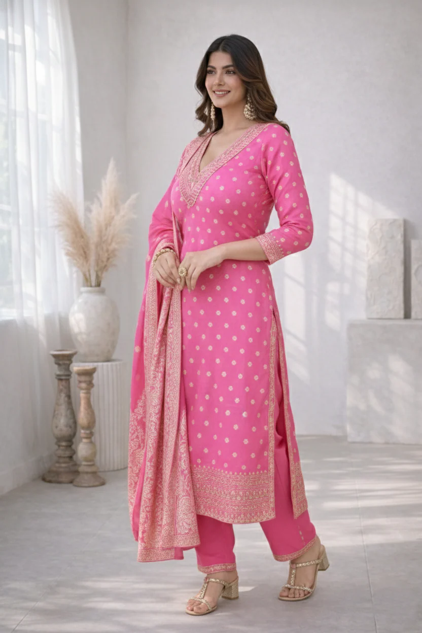Palash Rose Full Work Suit Set - Image 37
