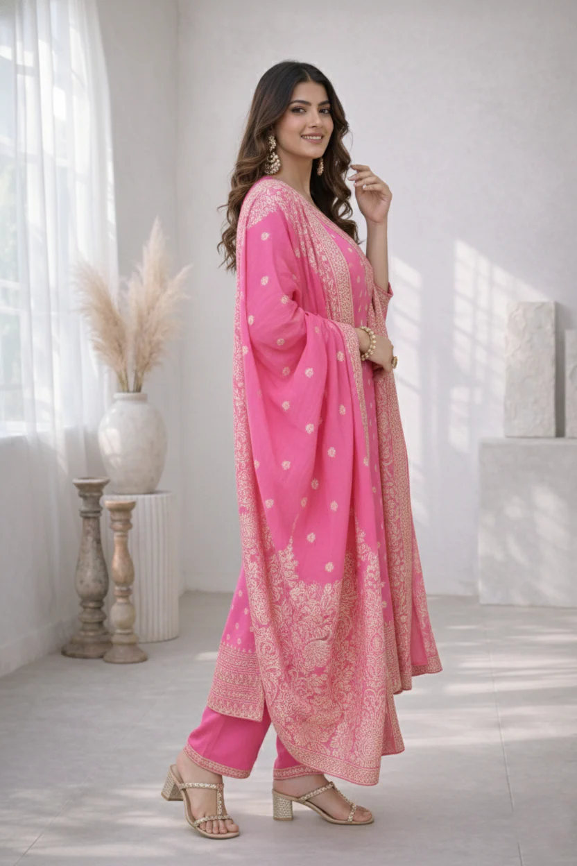 Palash Rose Full Work Suit Set - Image 38