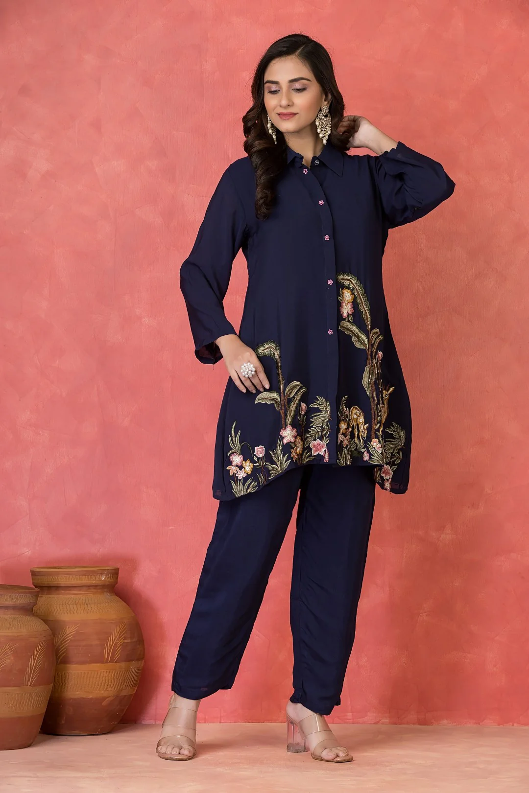 Sabhya Prussian full Embroidery Co-ord set - Image 3
