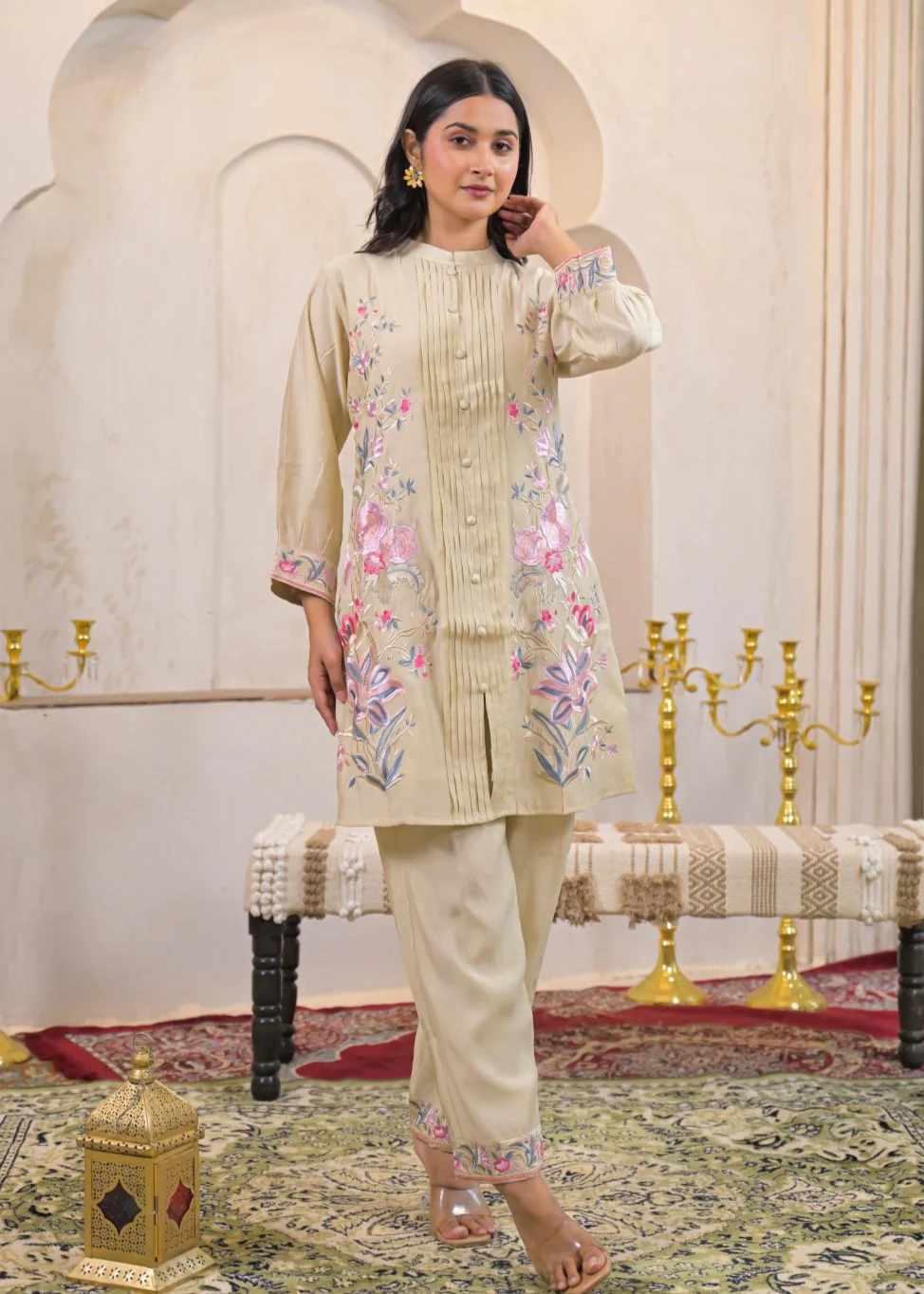 Pankhuri Cream Embroidered Co-ord Set - Image 3