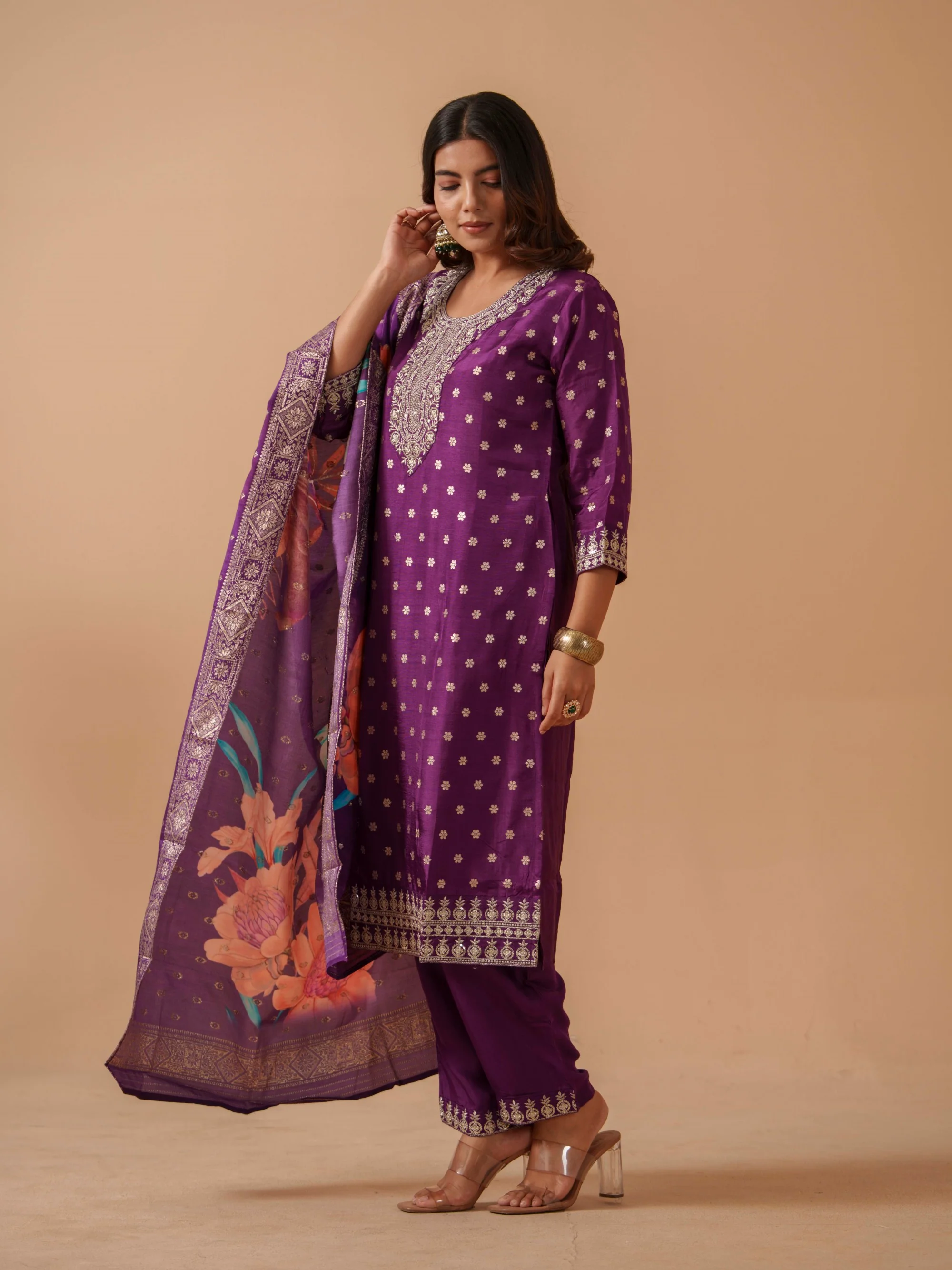 Palash Orchid Full Work Suit Set - Image 10