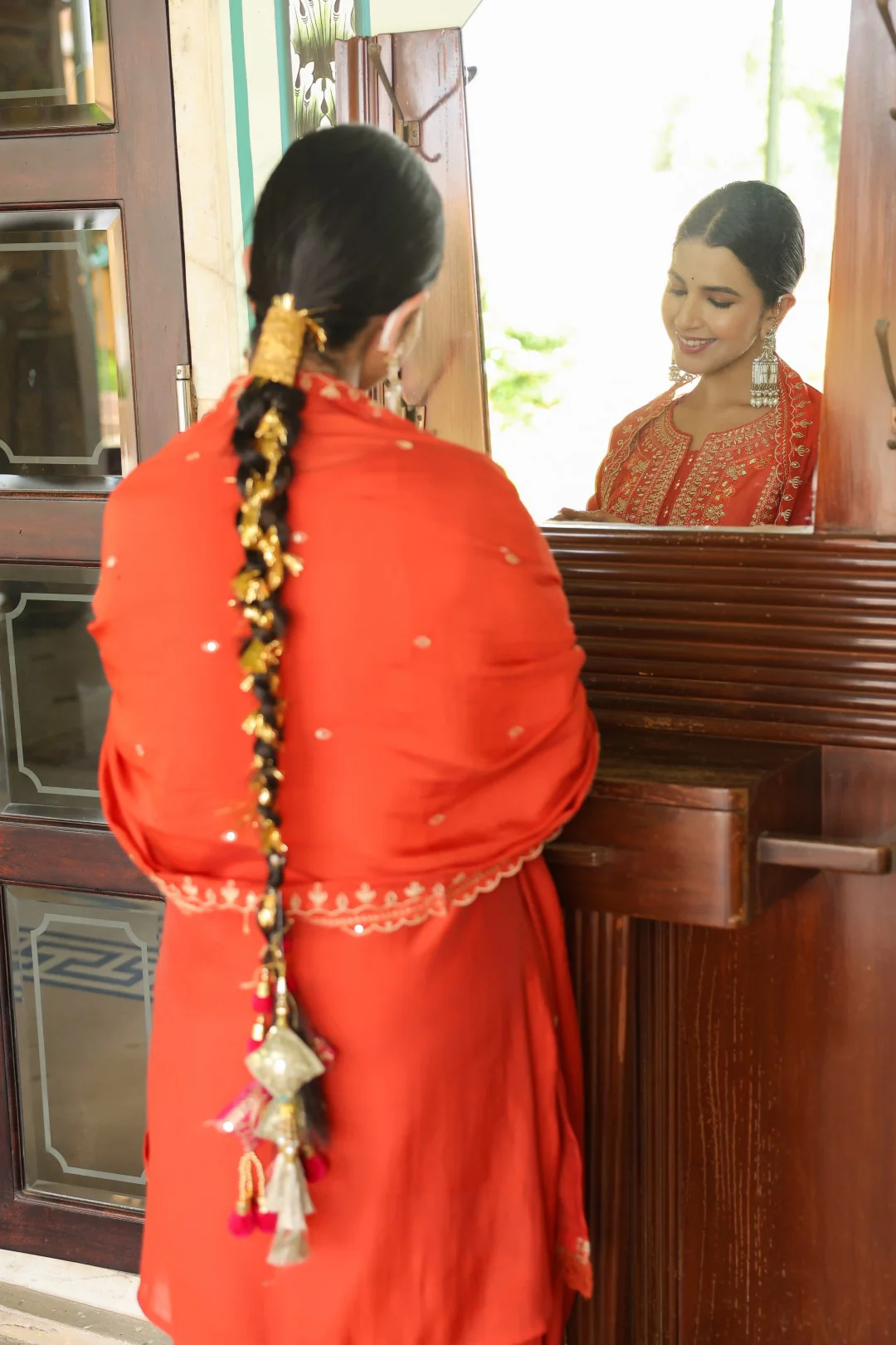 Okra Tangerine full work mul chanderi suit set - Image 15
