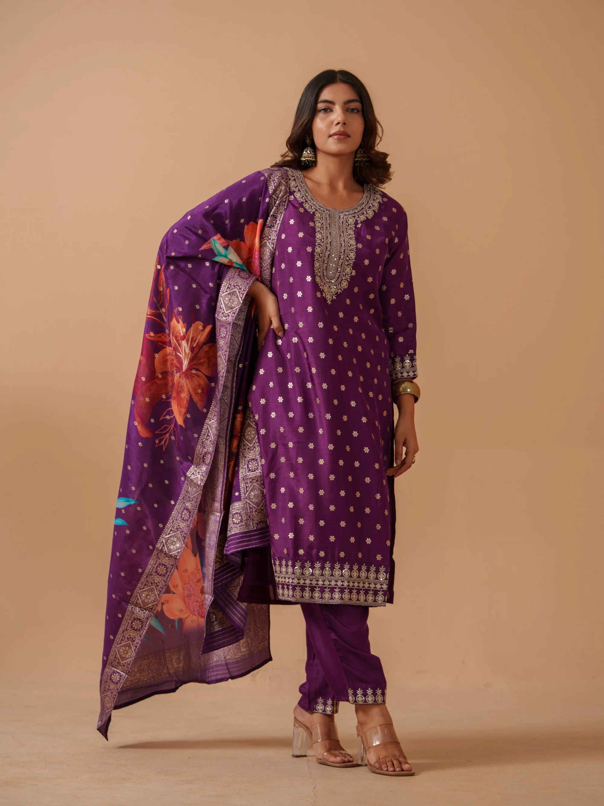 Palash Orchid Full Work Suit Set - Image 7