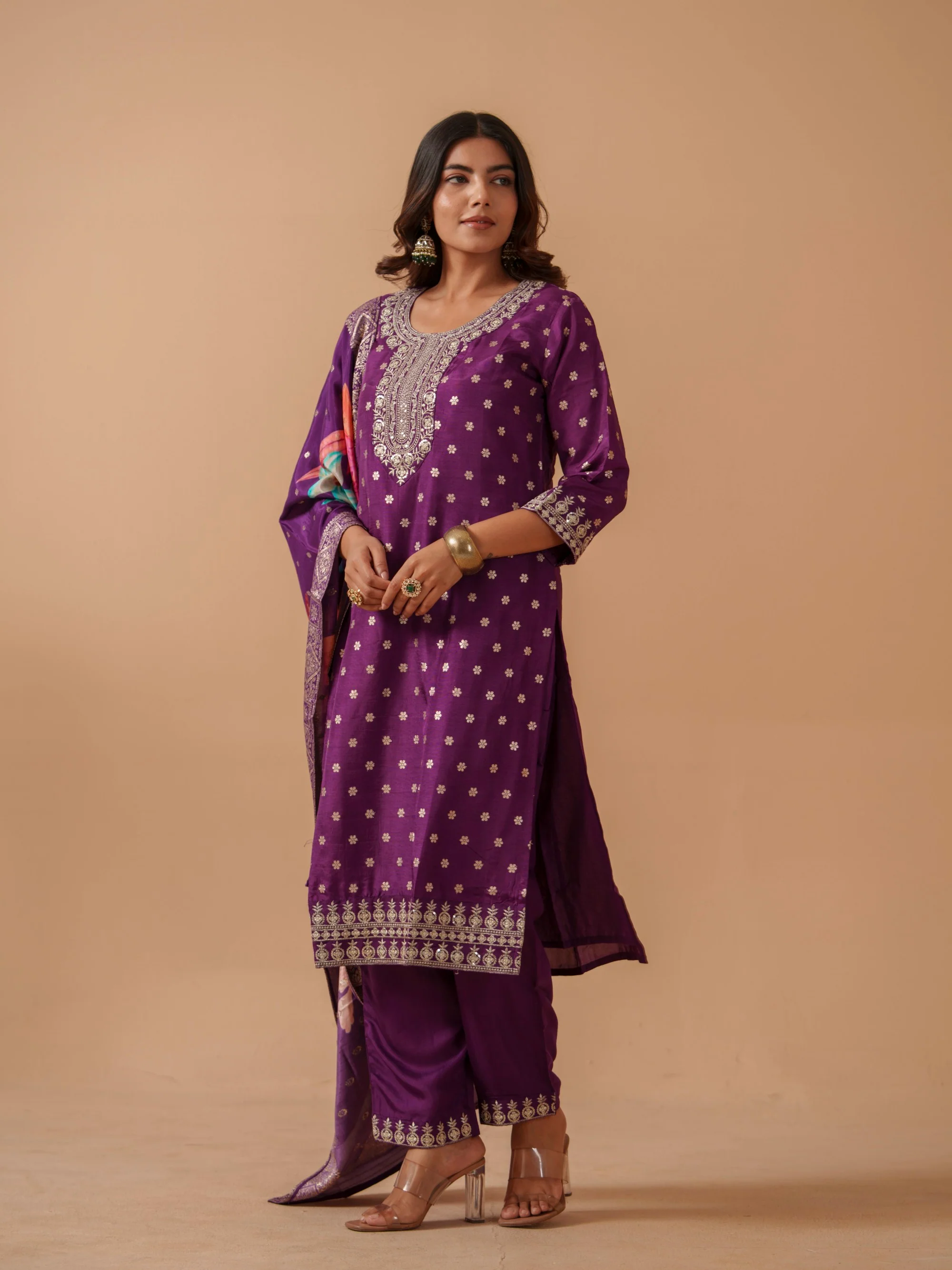 Palash Orchid Full Work Suit Set - Image 9