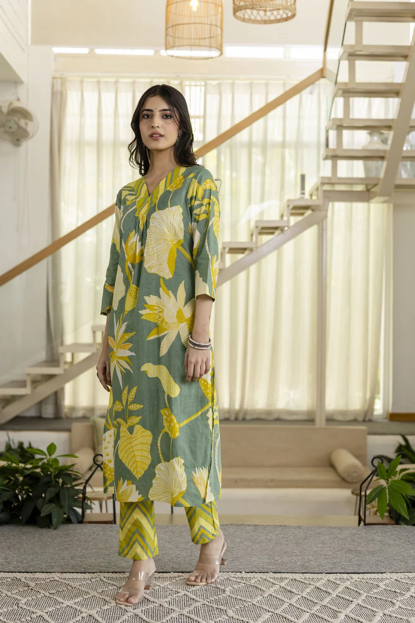 Mahua basil printed kurta pant set - Image 5