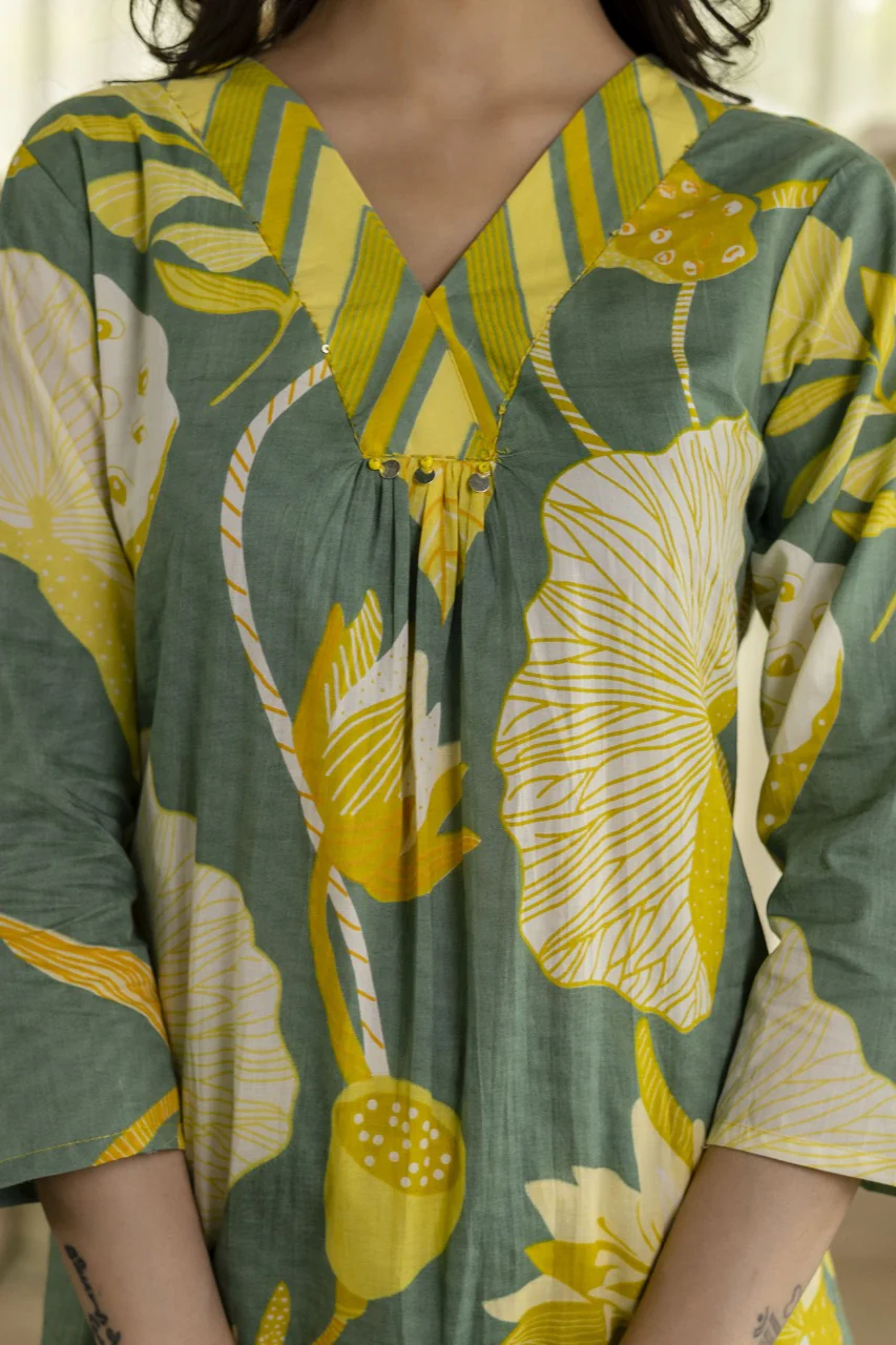 Mahua basil printed kurta pant set - Image 6