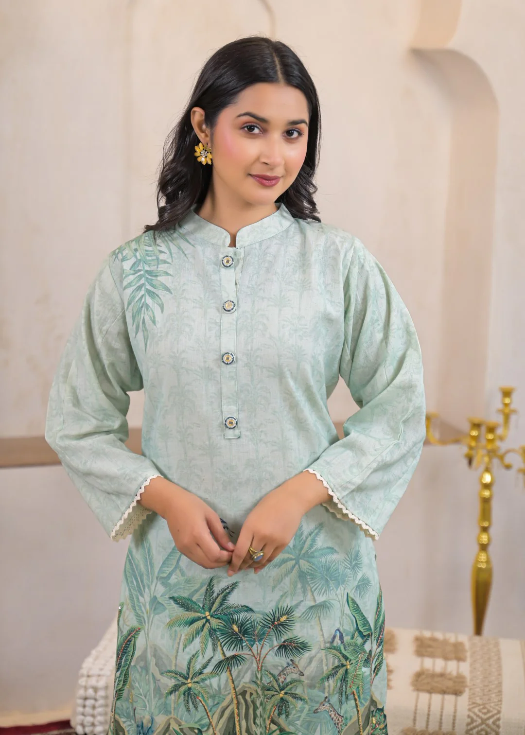 Shanti Minty Printed Work Co-ord Set - Image 2