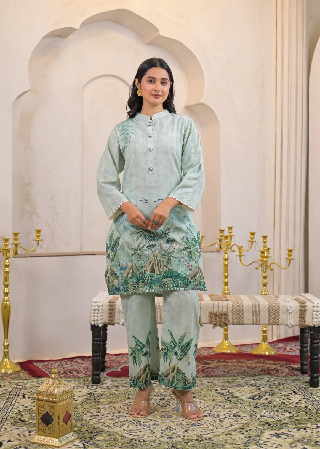 Shanti Minty Printed Work Co-ord Set - Image 3