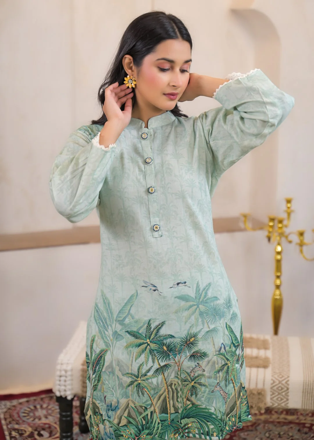 Shanti Minty Printed Work Co-ord Set - Image 6