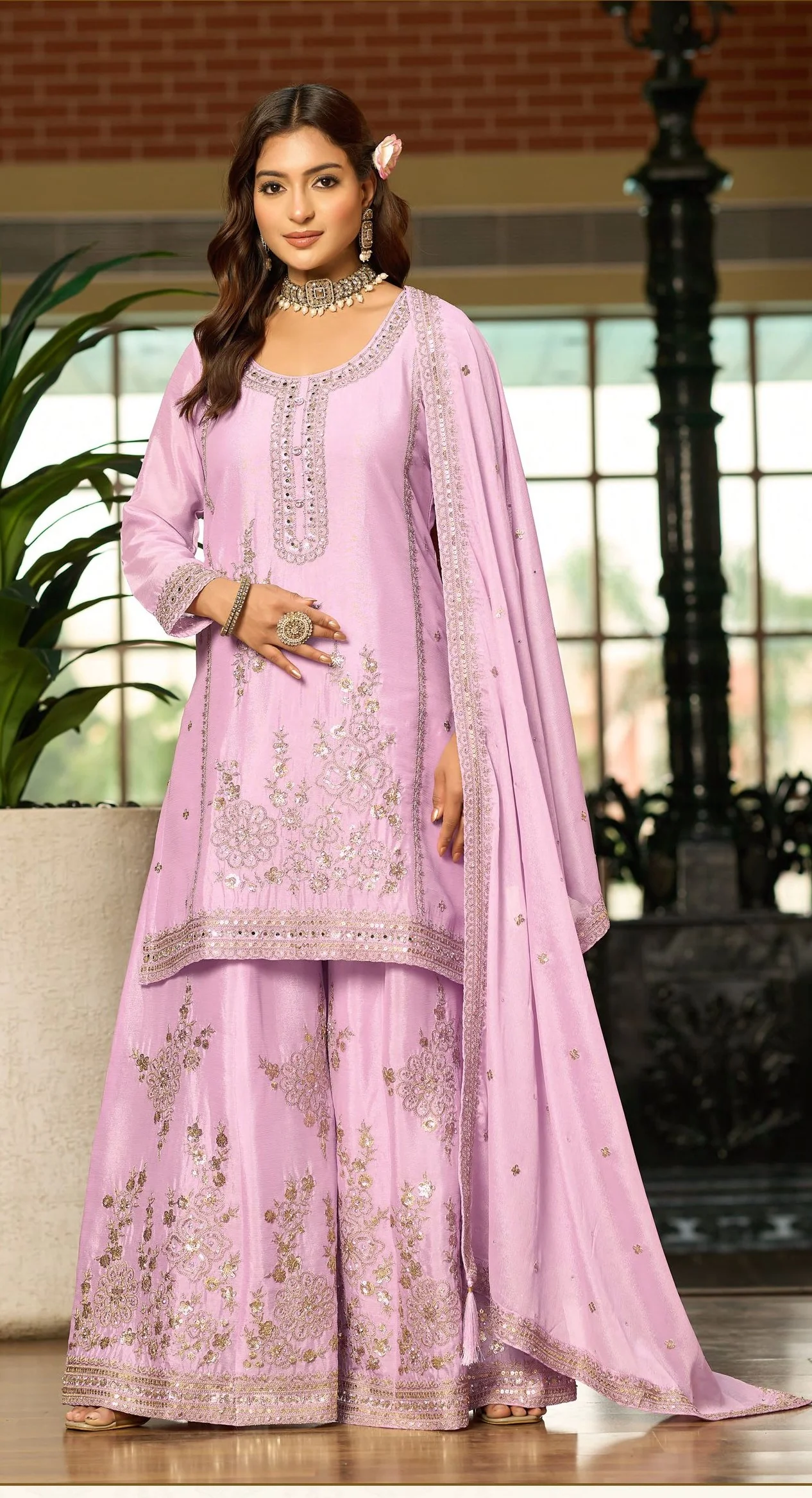 Tasuvre Rosy Full Work sharara set - Image 4