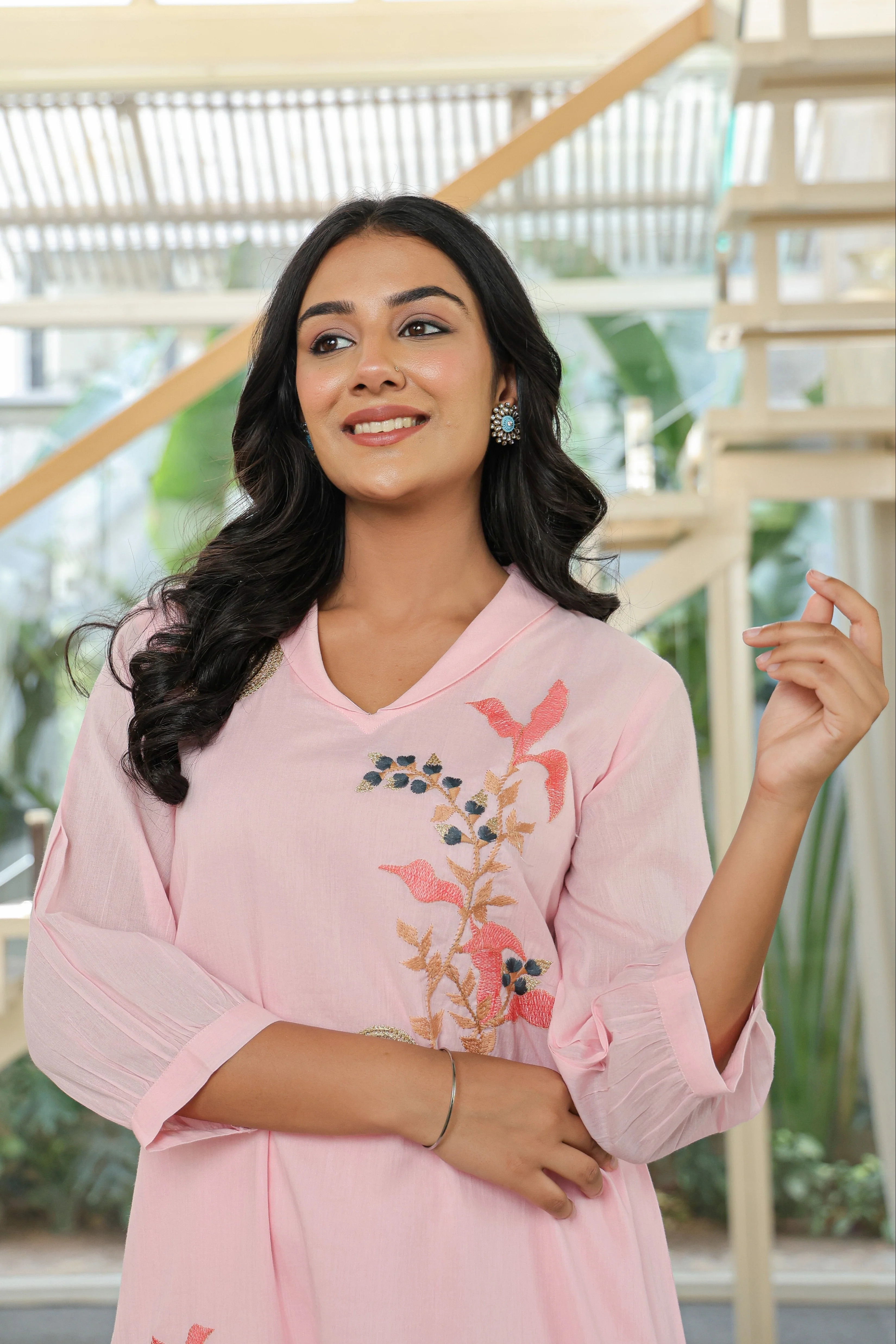 Tiara Flamingo embroidery kurta pant set - Image 2