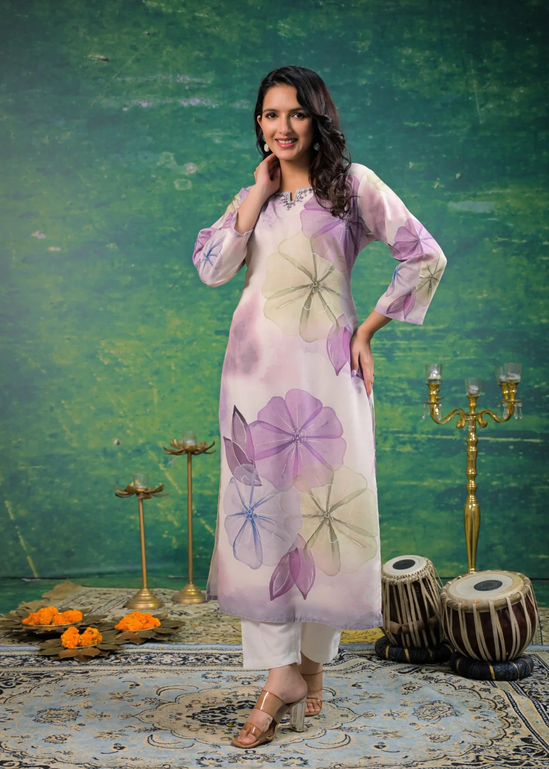 Yami Lavender Printed Kurti - Image 4