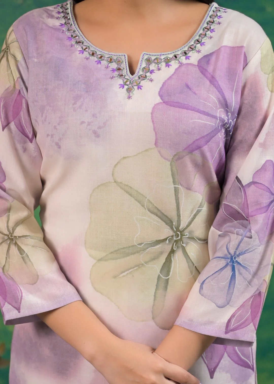 Yami Lavender Printed Kurti - Image 6