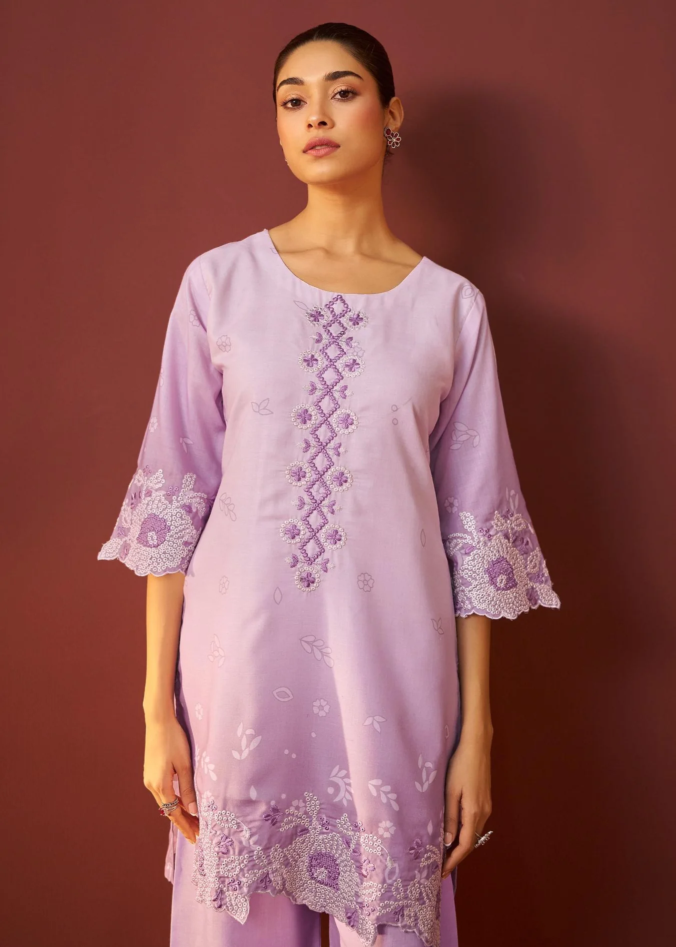 Ira lavender embroidery co-ord set - Image 2