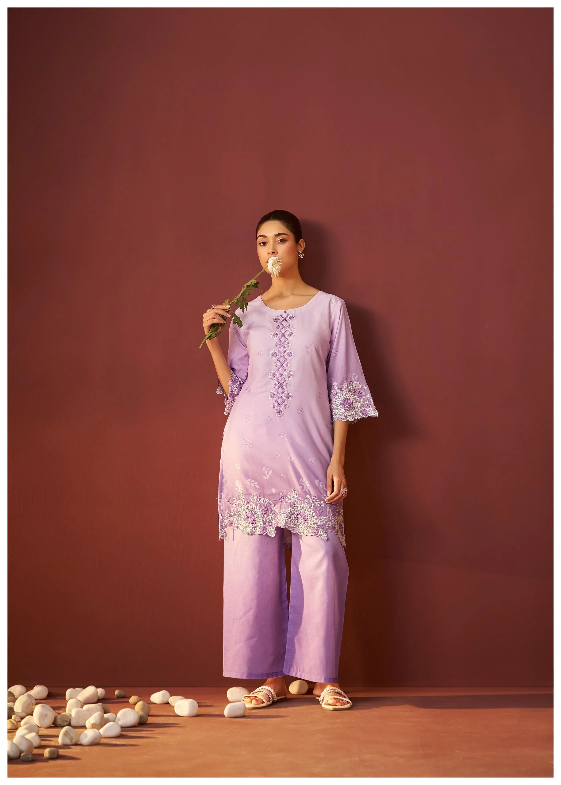 Ira lavender embroidery co-ord set - Image 4