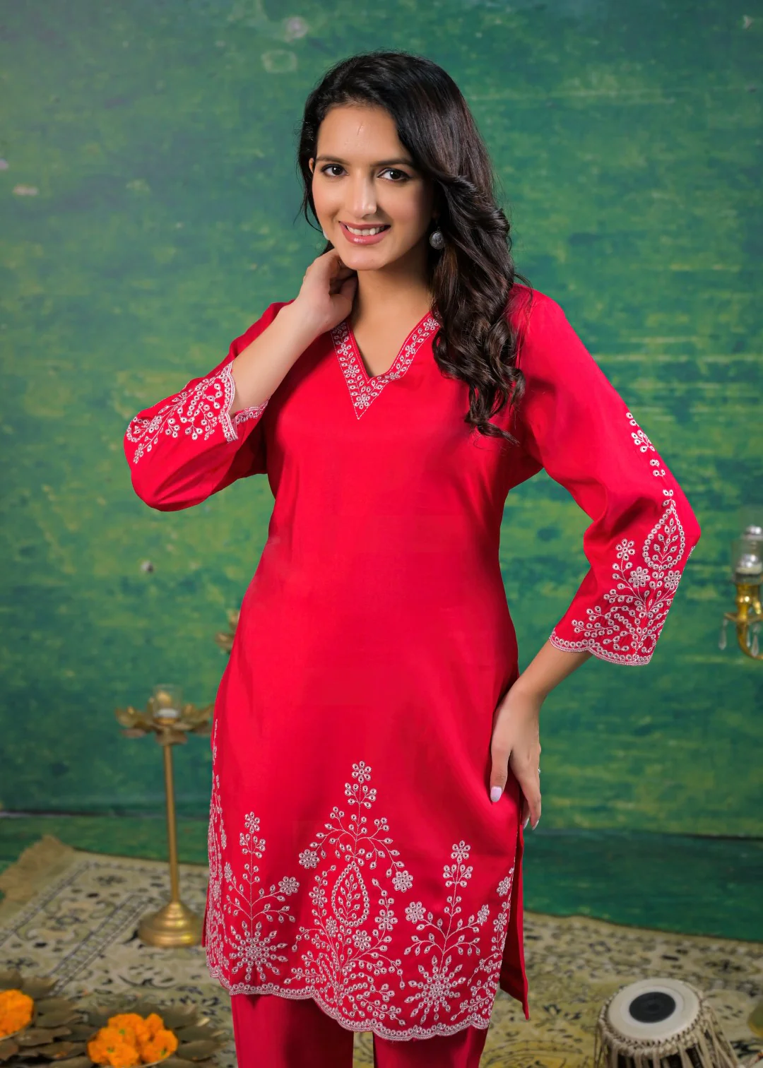Ivy Carmine Embroidered Co-ord Set - Image 2