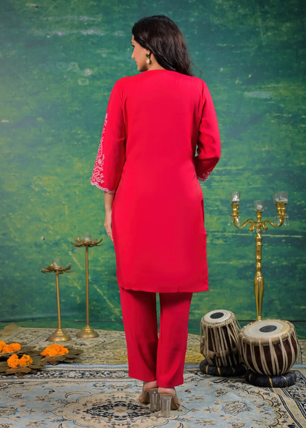 Ivy Carmine Embroidered Co-ord Set - Image 3