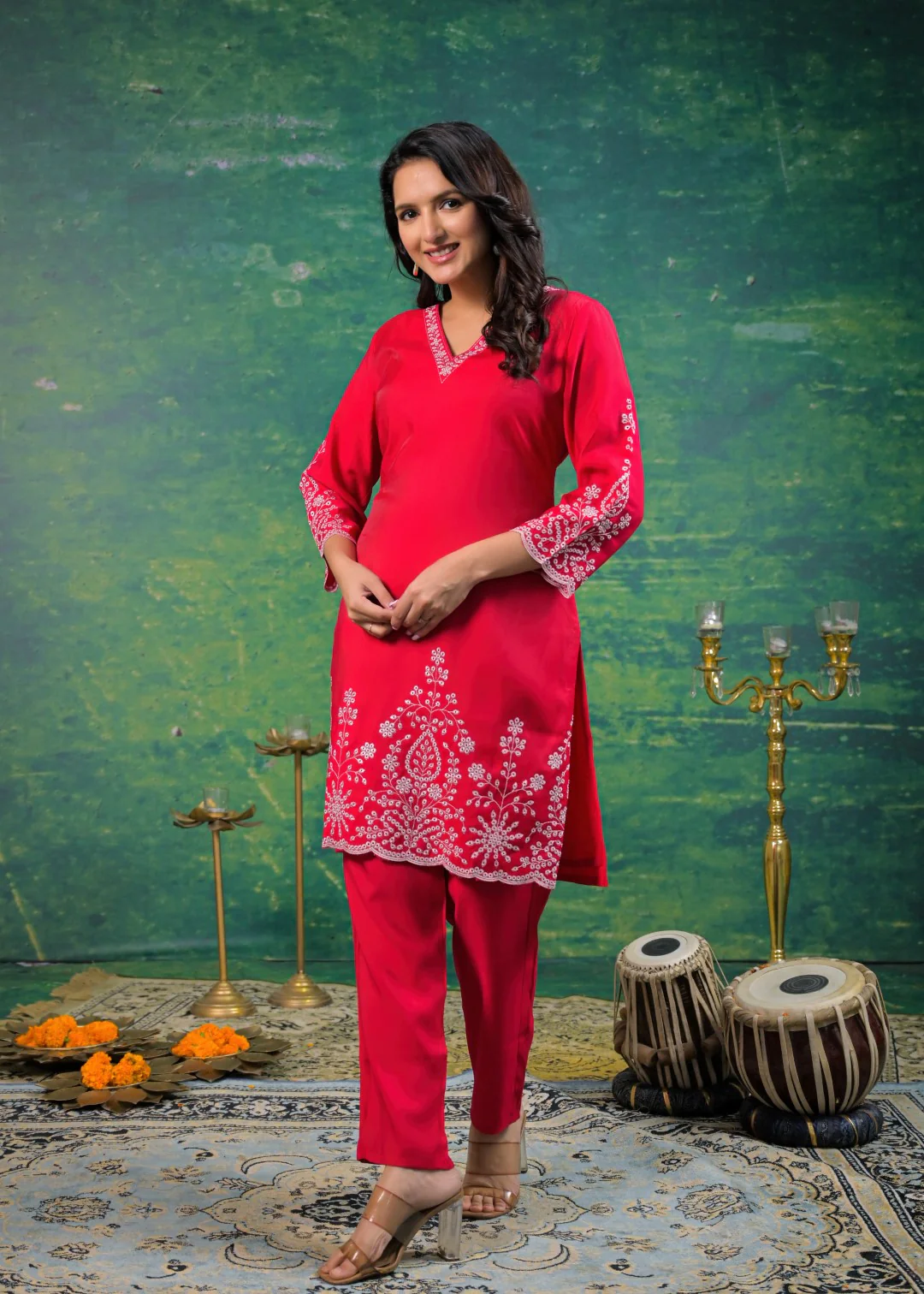 Ivy Carmine Embroidered Co-ord Set - Image 4