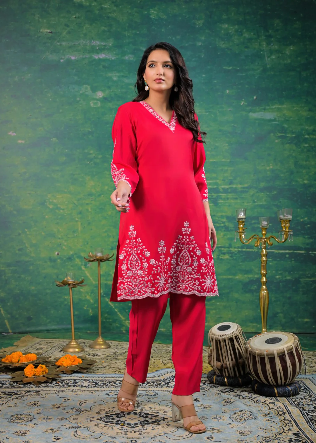 Ivy Carmine Embroidered Co-ord Set - Image 6