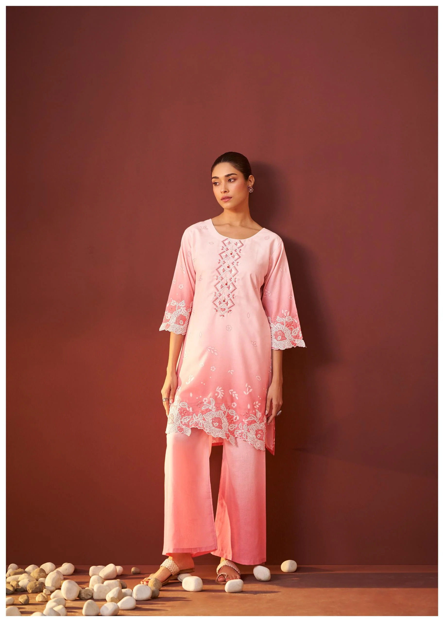 Ira salmon embroidery co-ord set - Image 4
