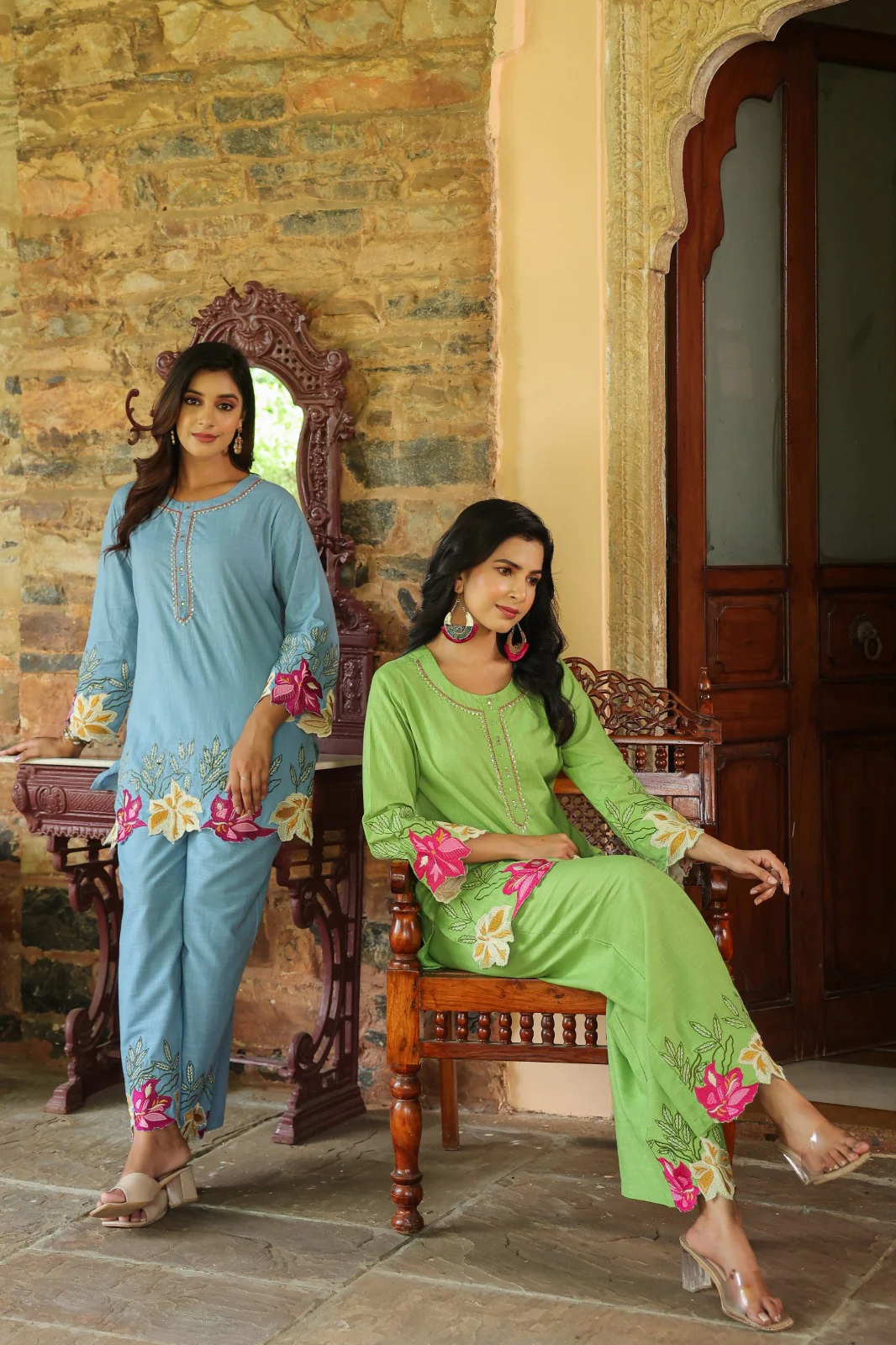 Mahua Kelly applique cotton Co-ord set - Image 29