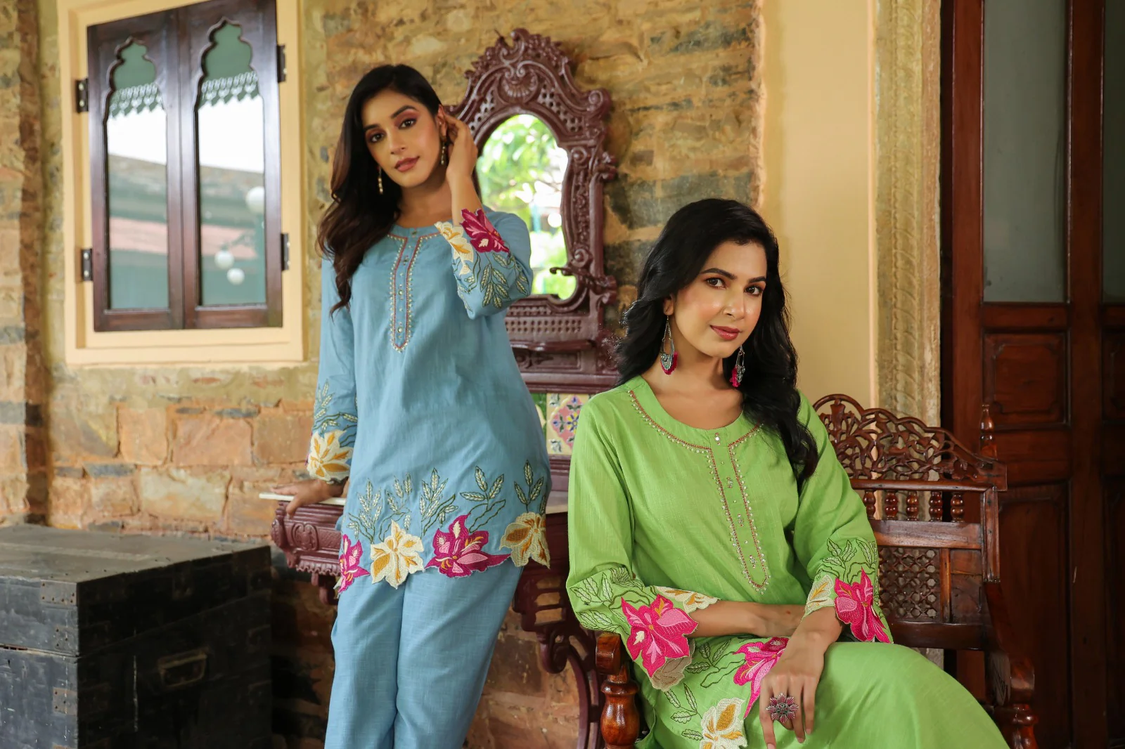 Mahua Kelly applique cotton Co-ord set - Image 31