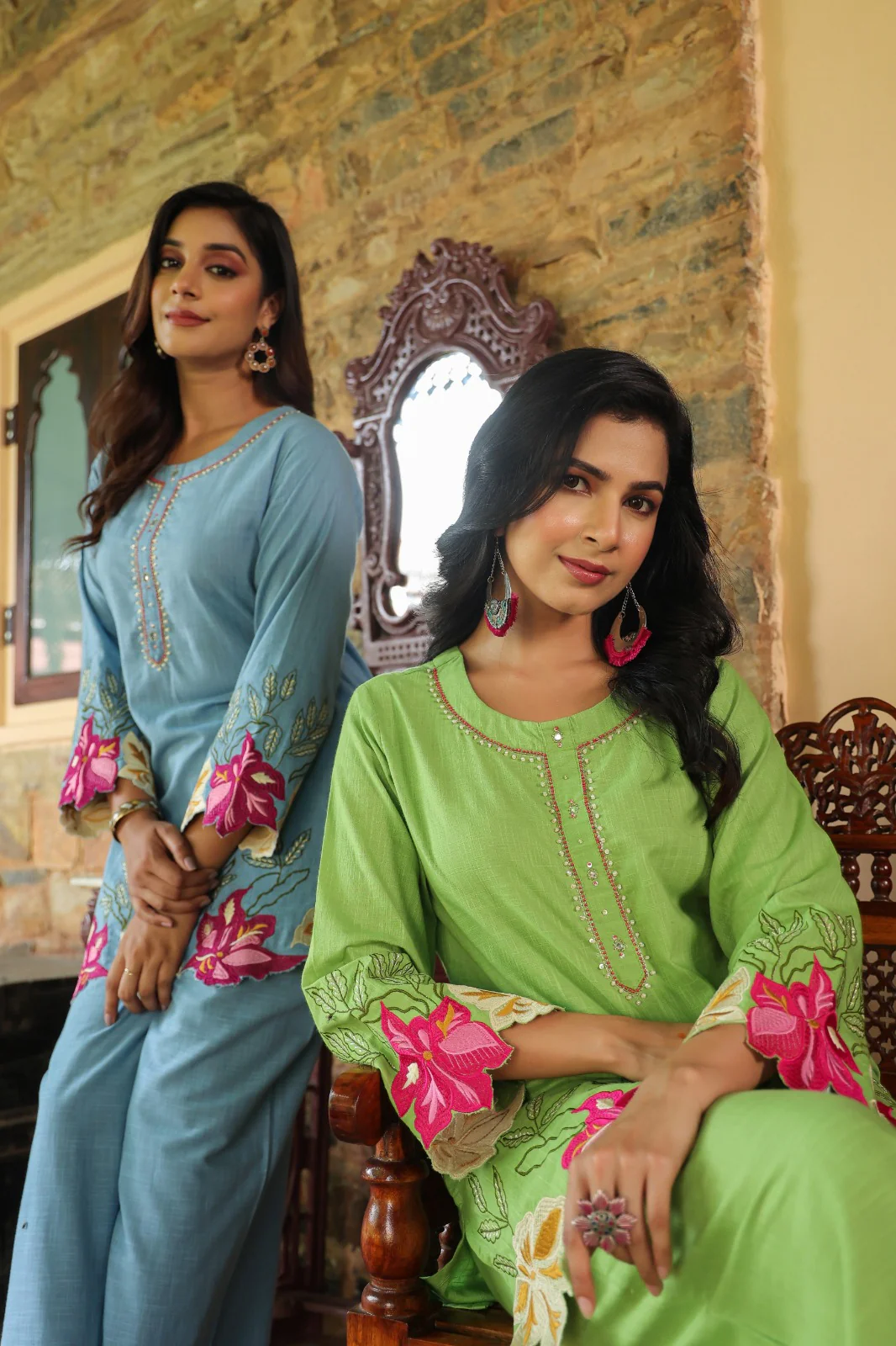 Mahua Kelly applique cotton Co-ord set - Image 32
