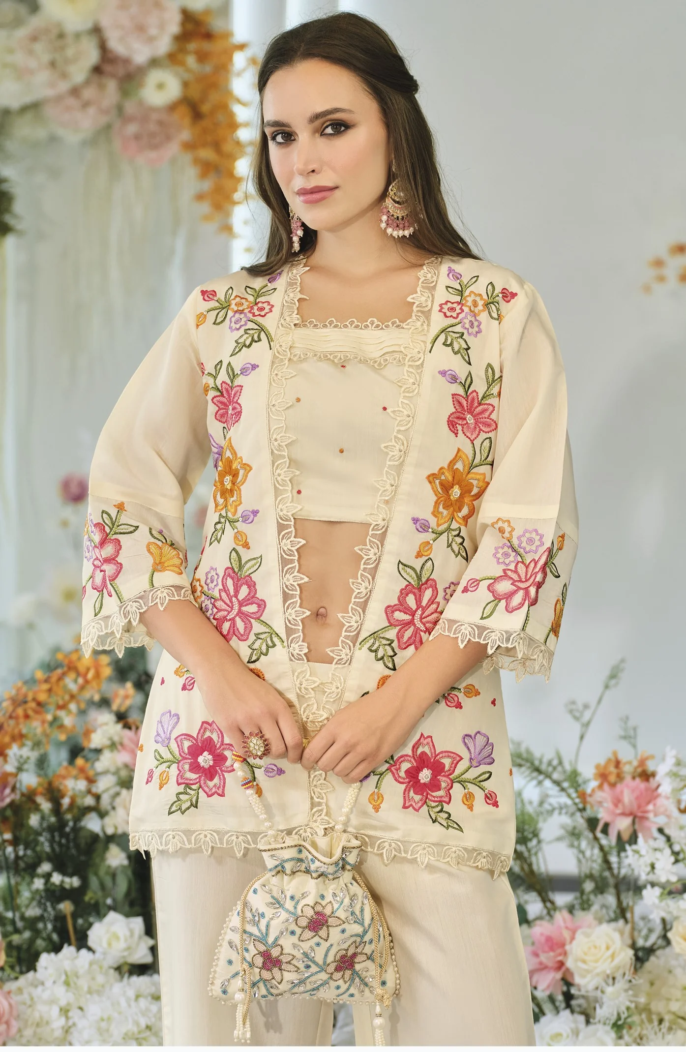 Aditri angel full work fusion wear co-ord set - Image 2