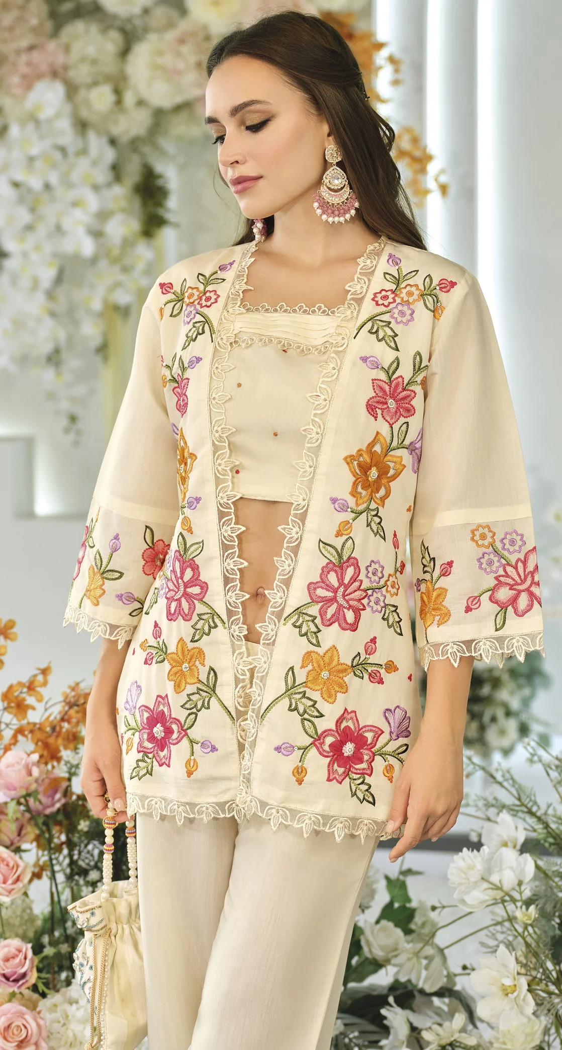 Aditri angel full work fusion wear co-ord set - Image 3