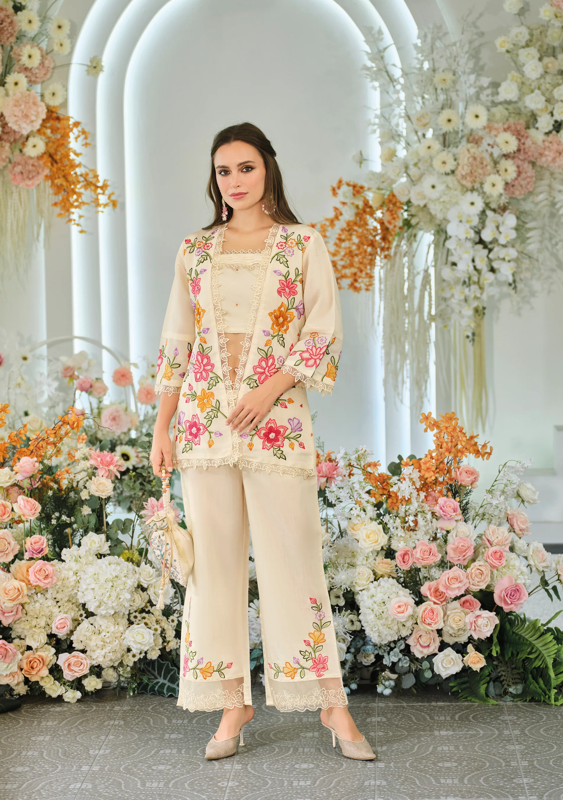 Aditri angel full work fusion wear co-ord set - Image 4