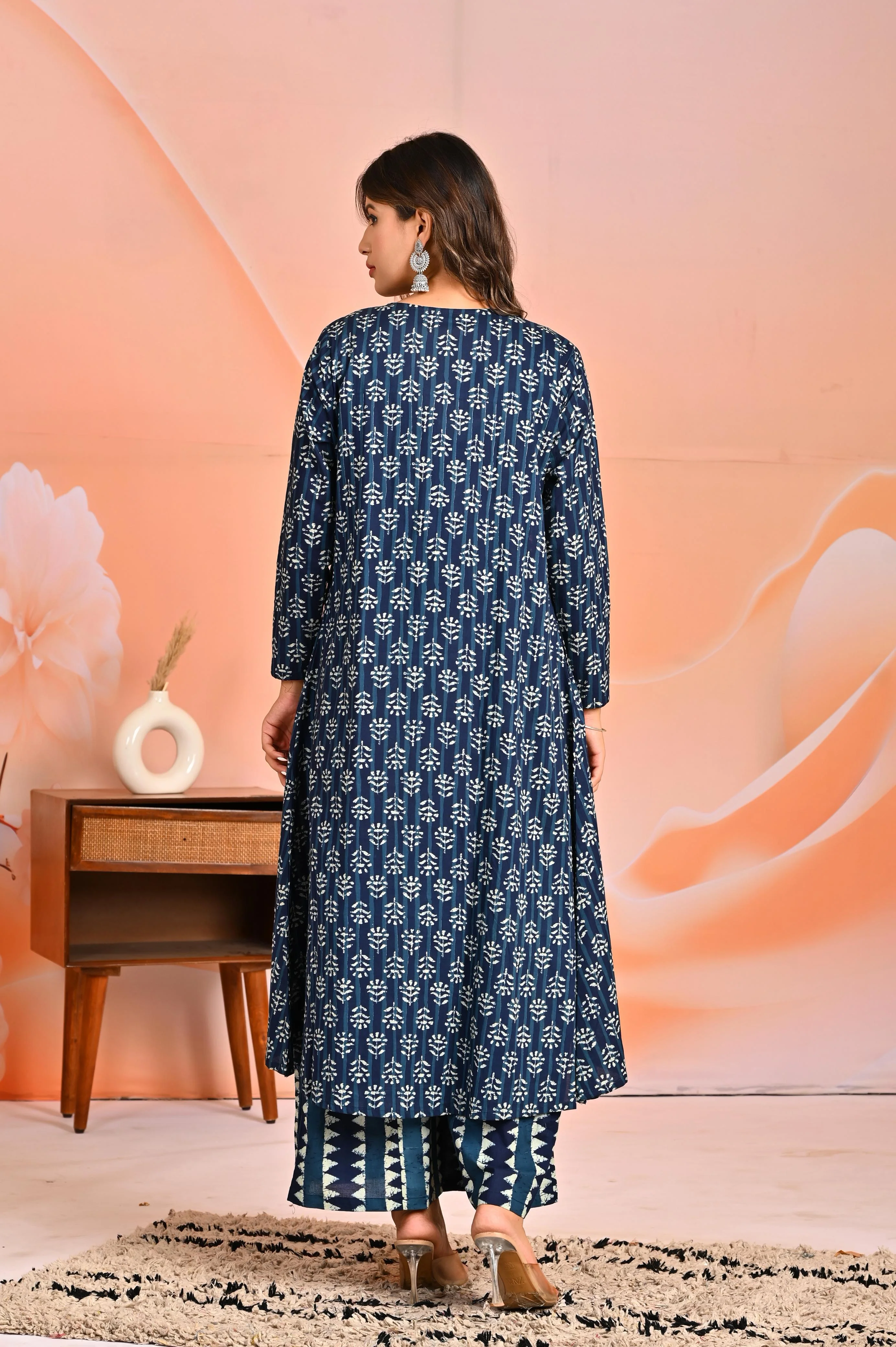 Mahua azure printed 3 pc fusion set - Image 3