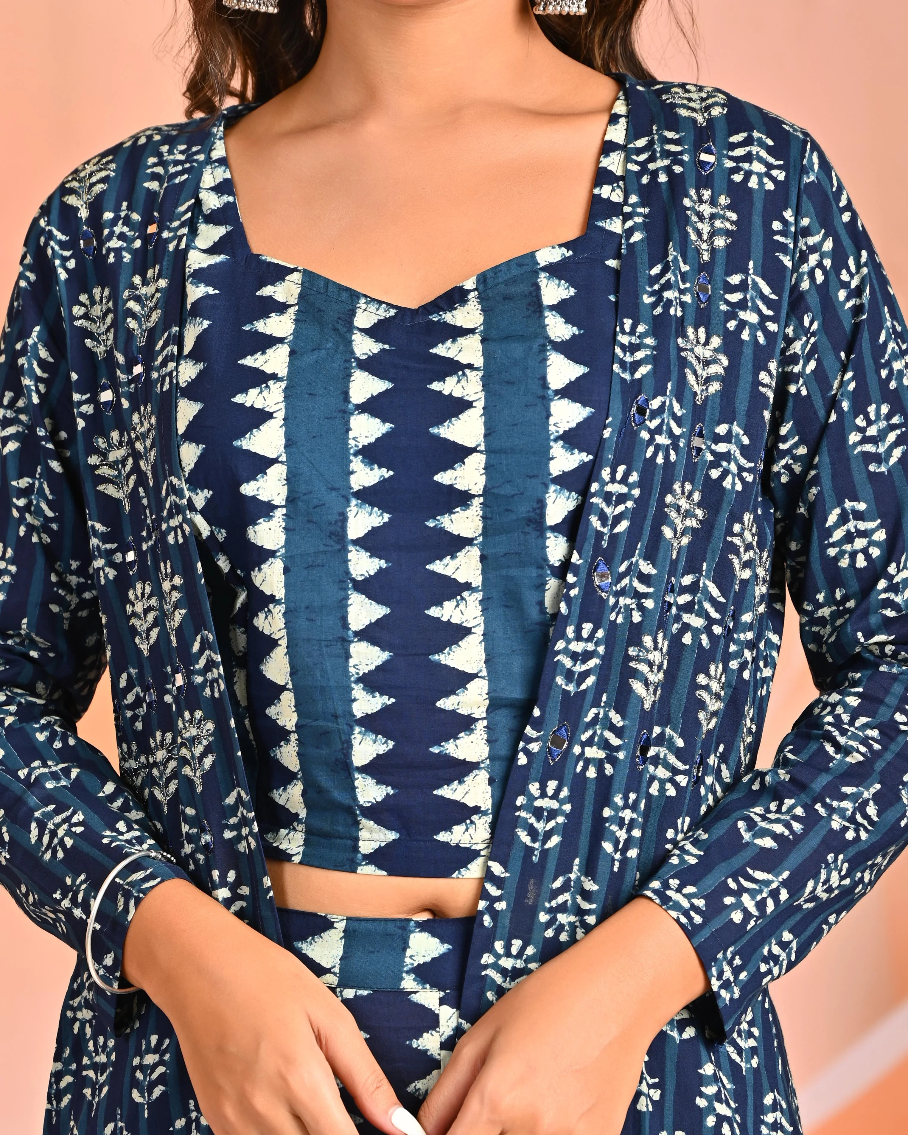 Mahua azure printed 3 pc fusion set - Image 6