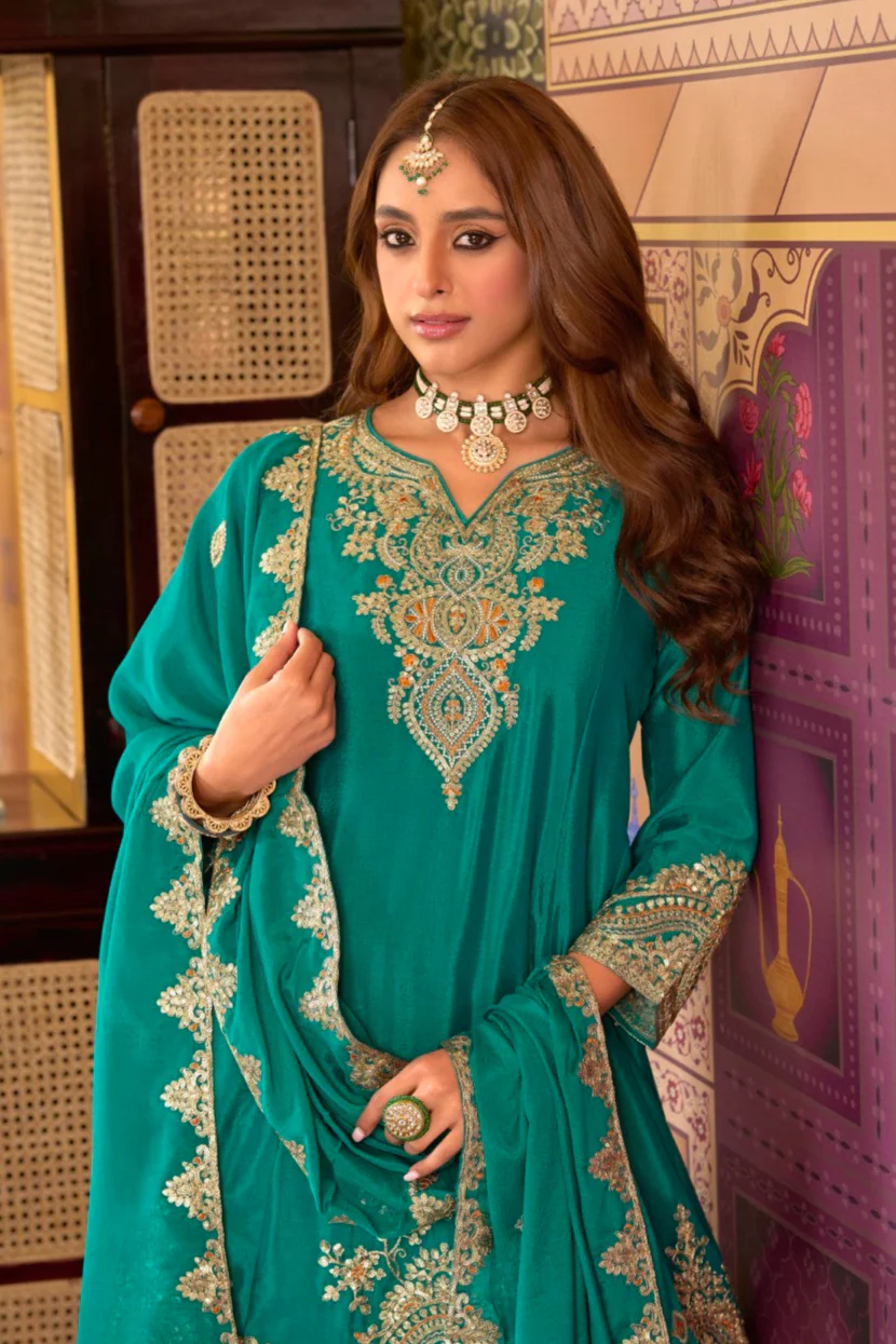 Rangrit fern full work gharara set - Image 2