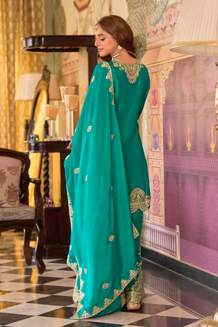 Rangrit fern full work gharara set - Image 3