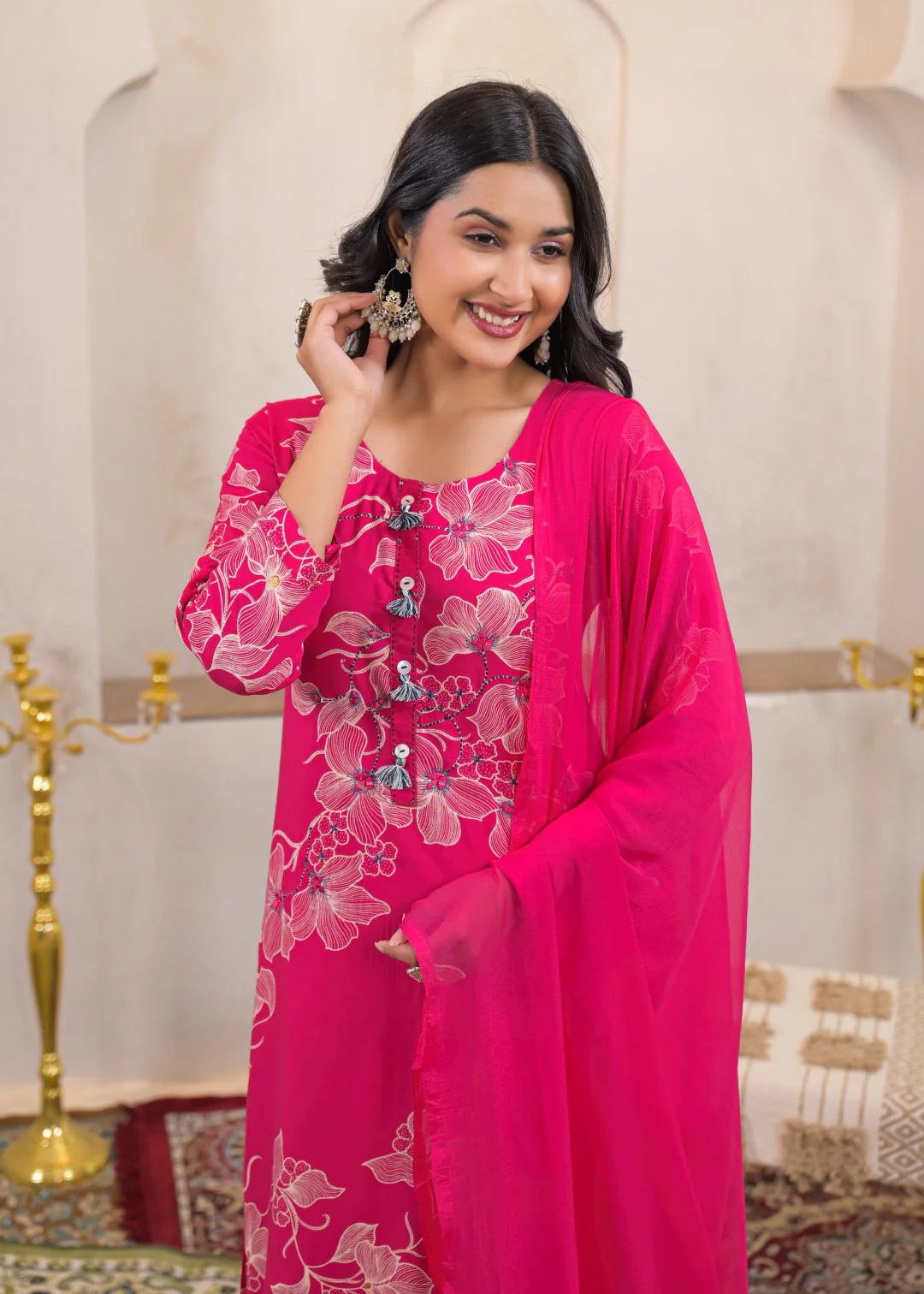Shanti Tulip Printed Cotton Work Suit Set - Image 2