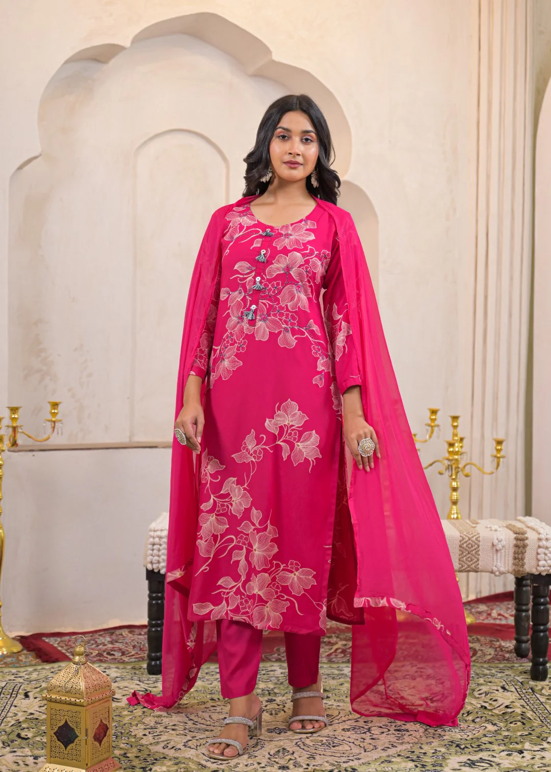 Shanti Tulip Printed Cotton Work Suit Set - Image 3