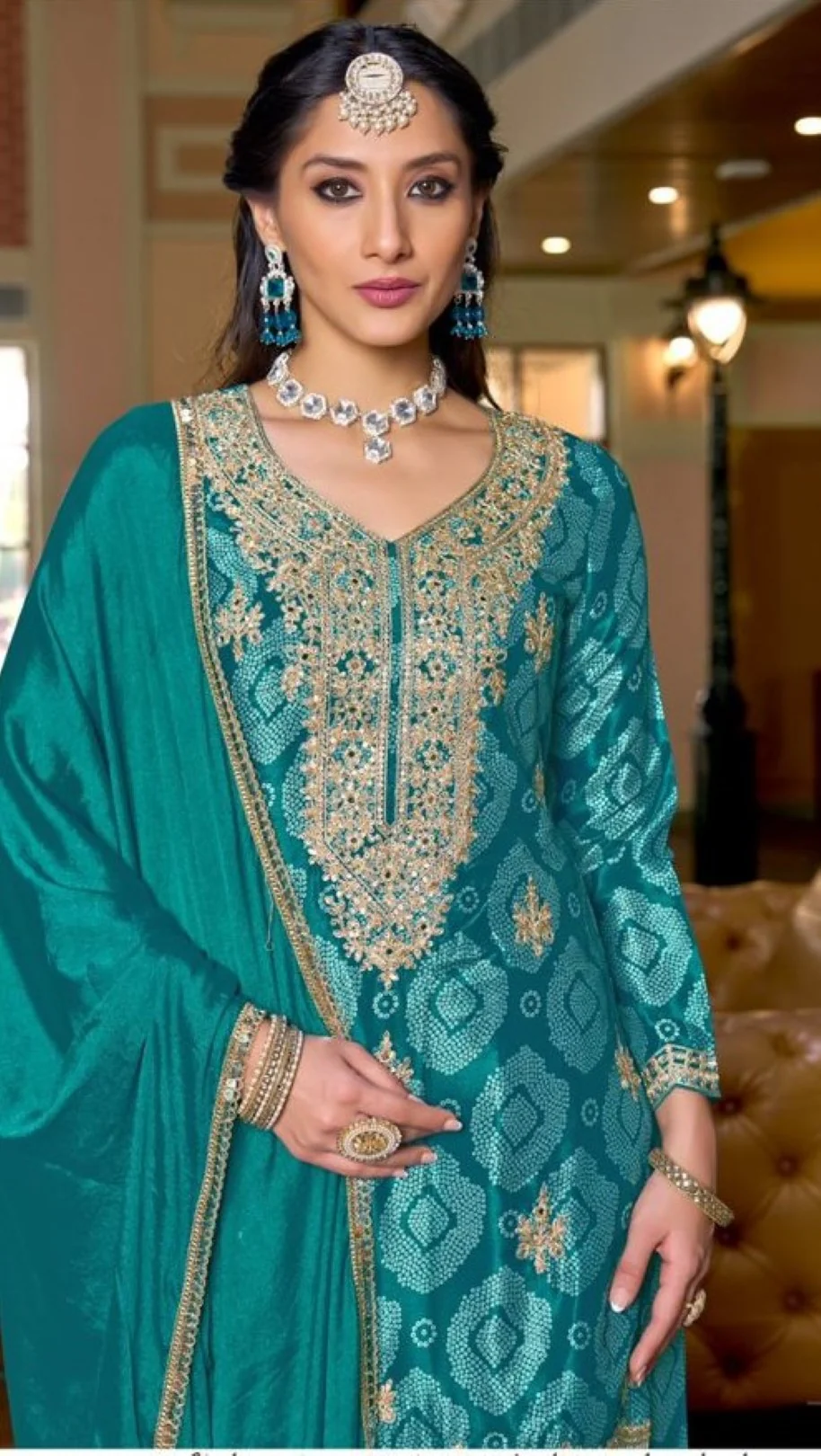 Pailan Peacock Full Work suit Set - Image 2