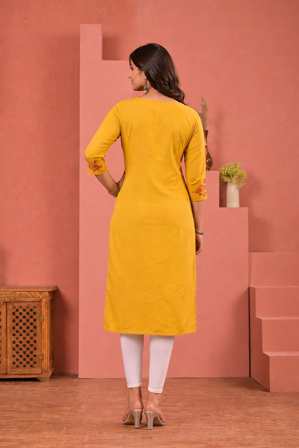 Chandri Mustard Embroidered Kurti - Image 4