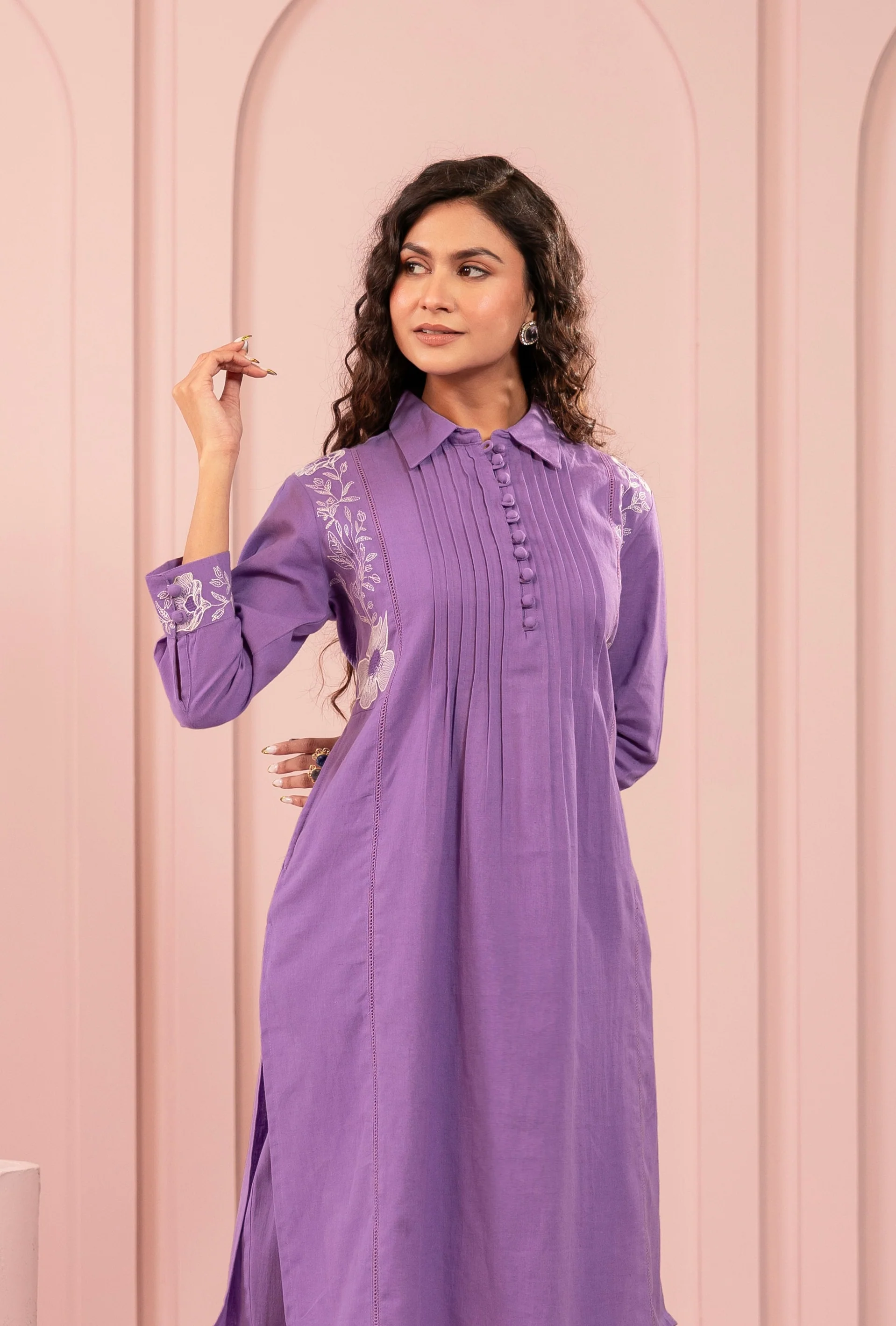 Purna Periwinkle Embroidery Kurta Co-ord Set - Image 2