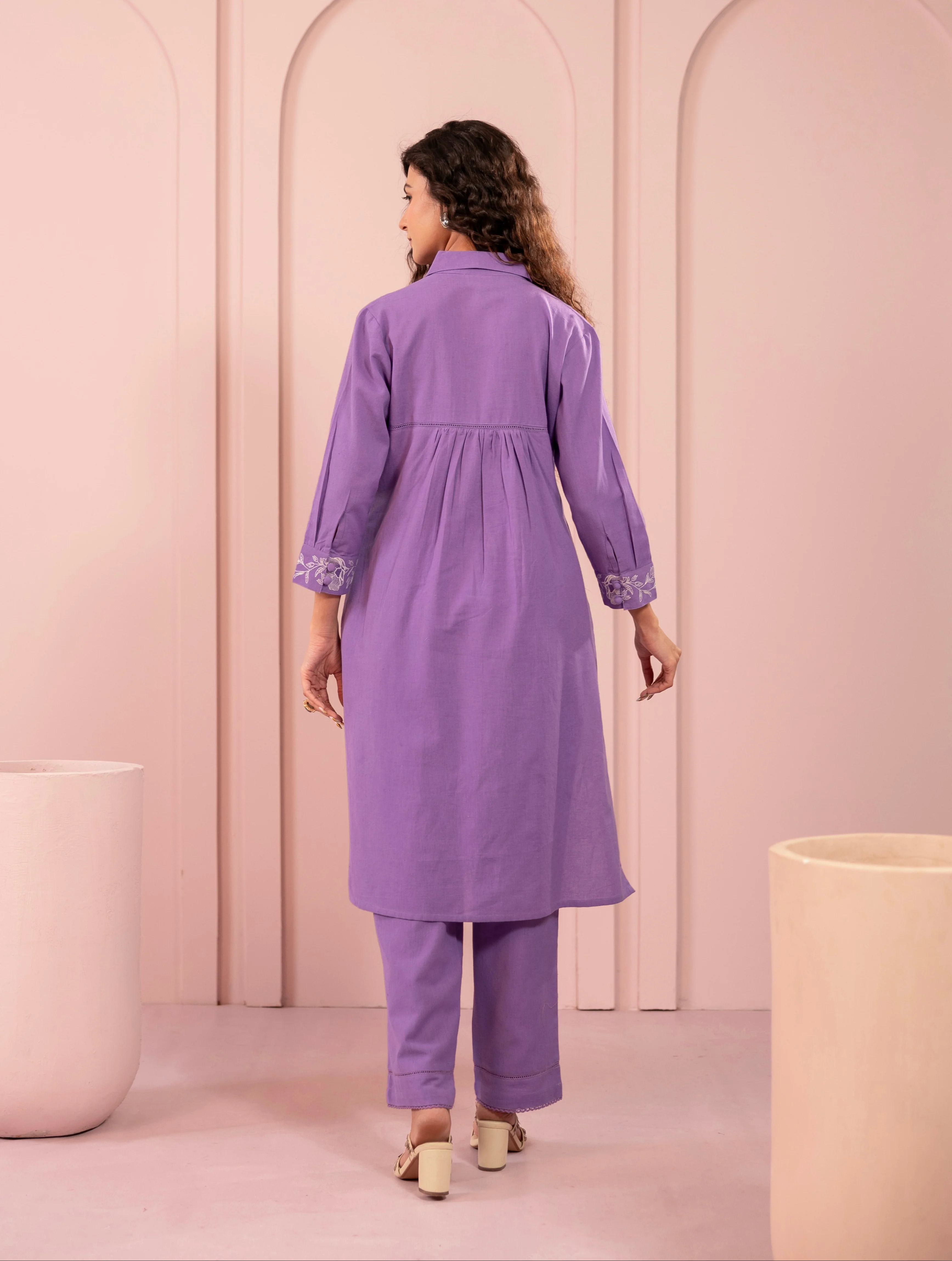 Purna Periwinkle Embroidery Kurta Co-ord Set - Image 3
