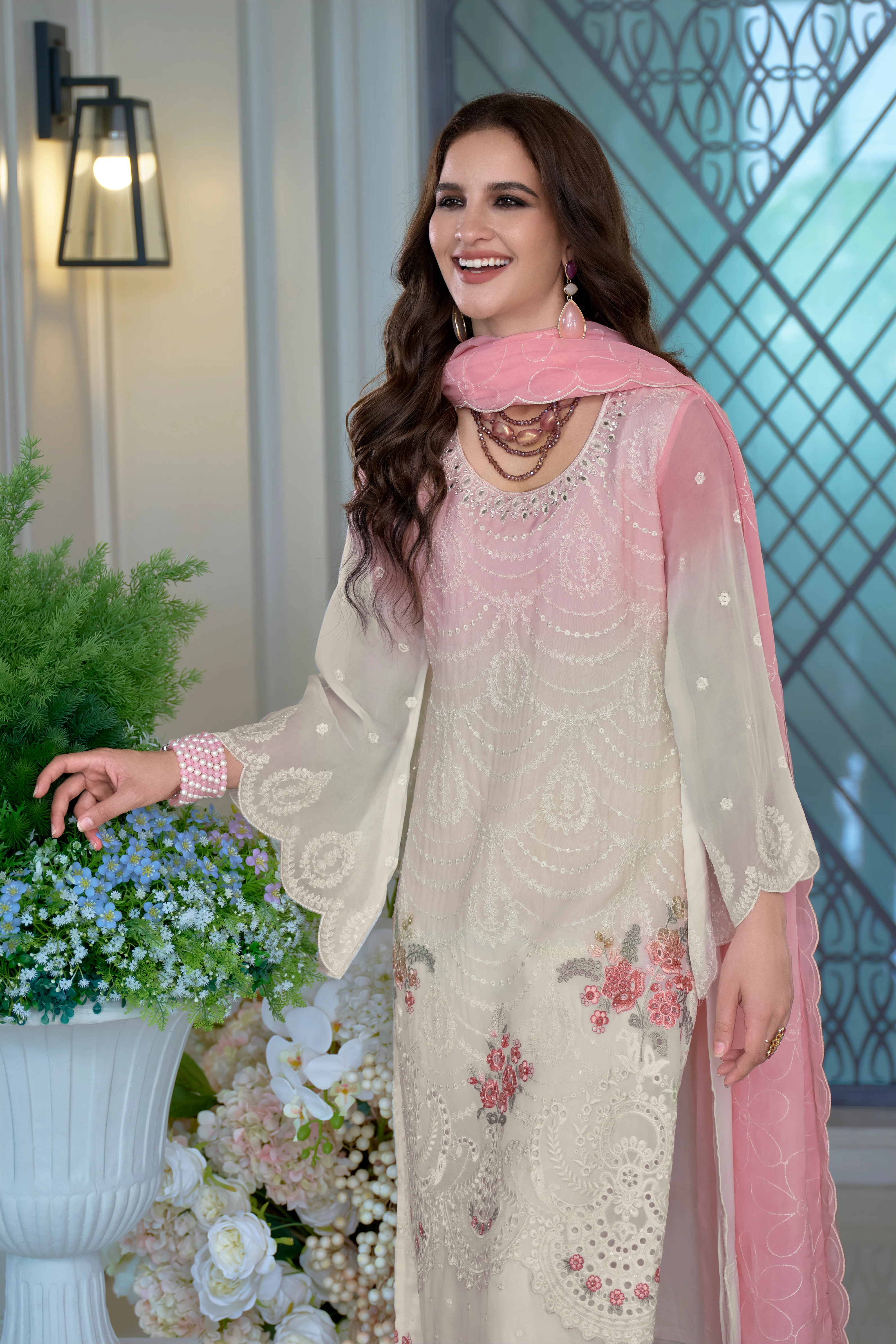 Kaynat Soft Pink Full Work Heavy Suit Set - Image 2