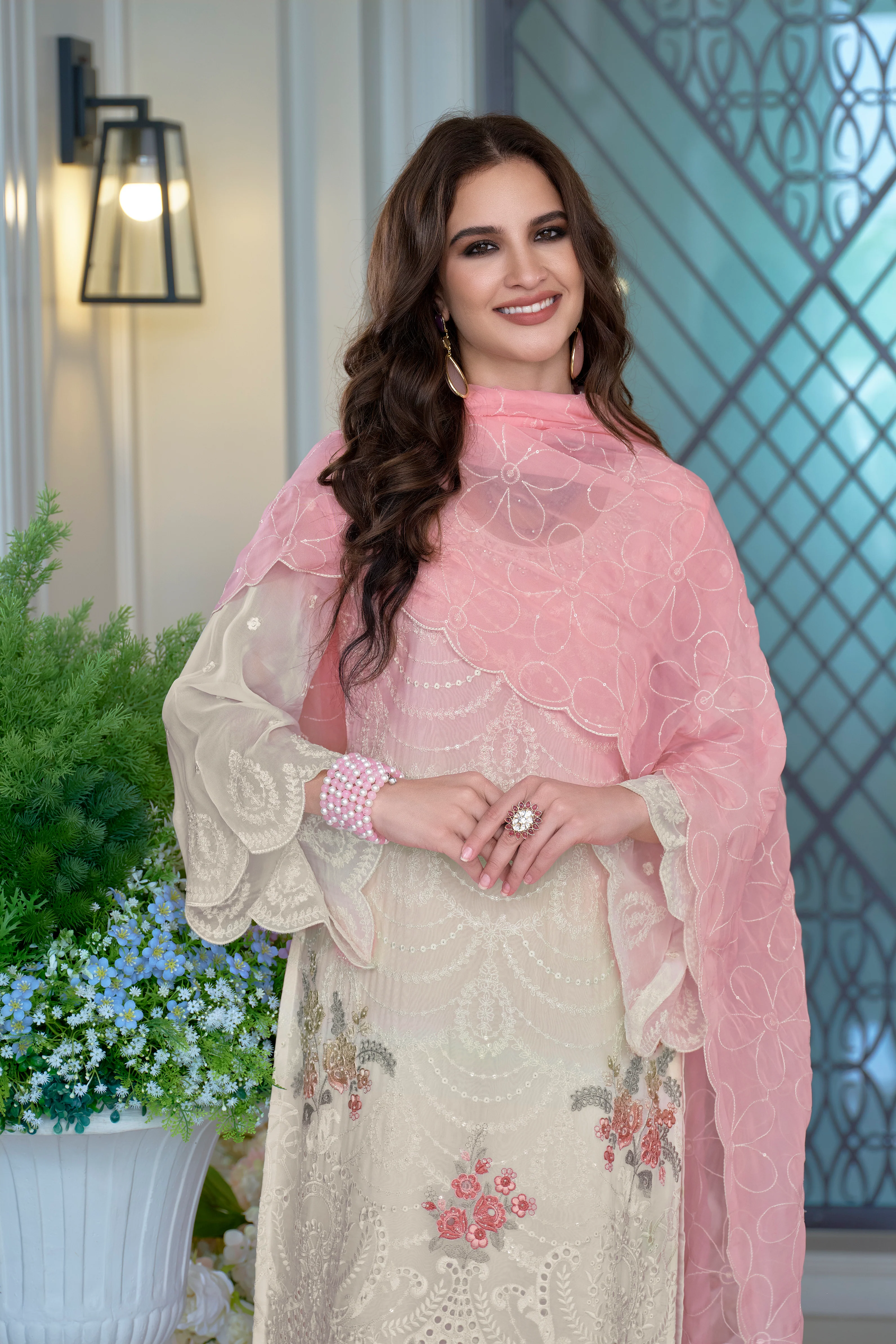 Kaynat Soft Pink Full Work Heavy Suit Set - Image 4