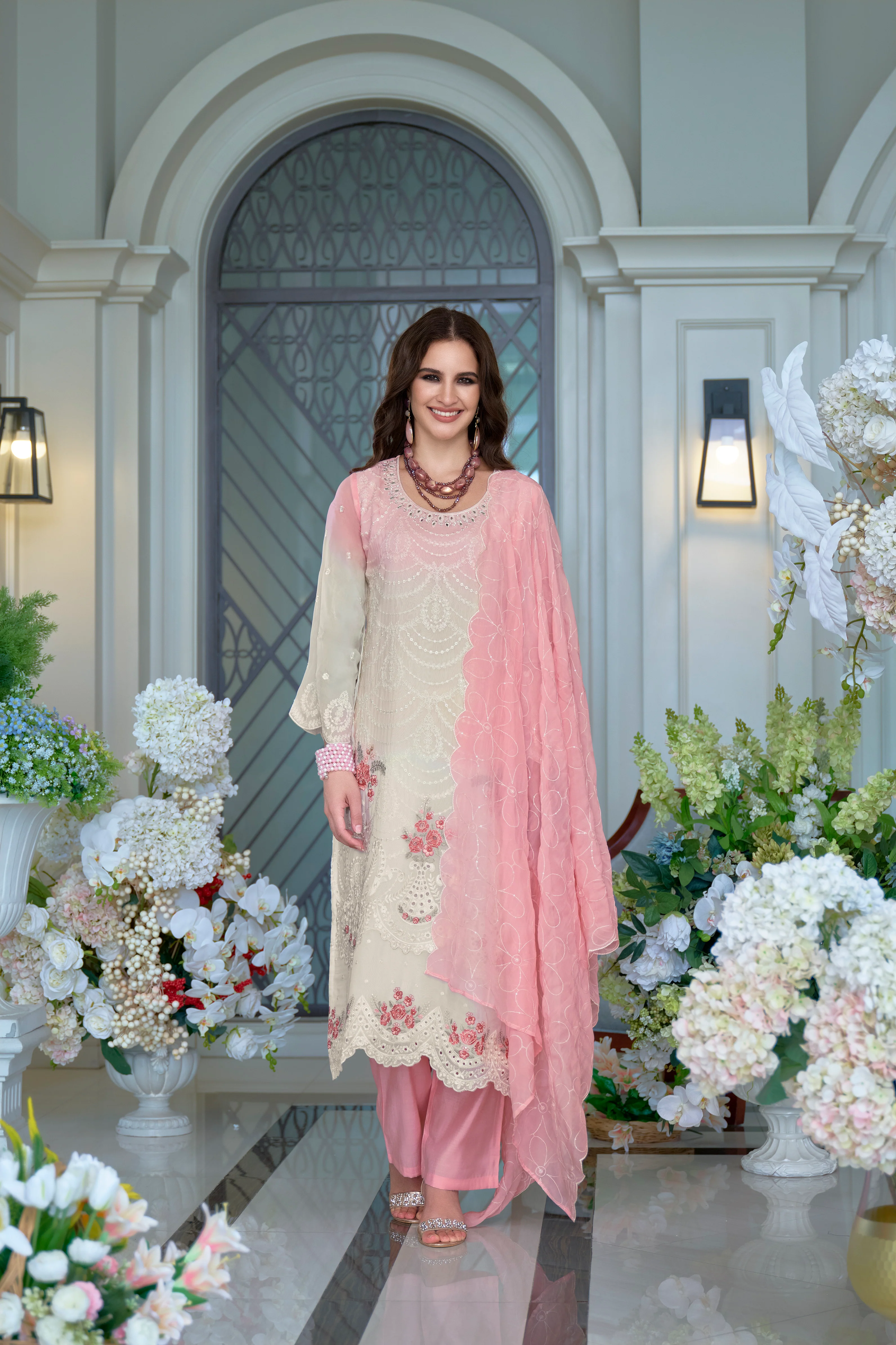 Kaynat Soft Pink Full Work Heavy Suit Set - Image 6