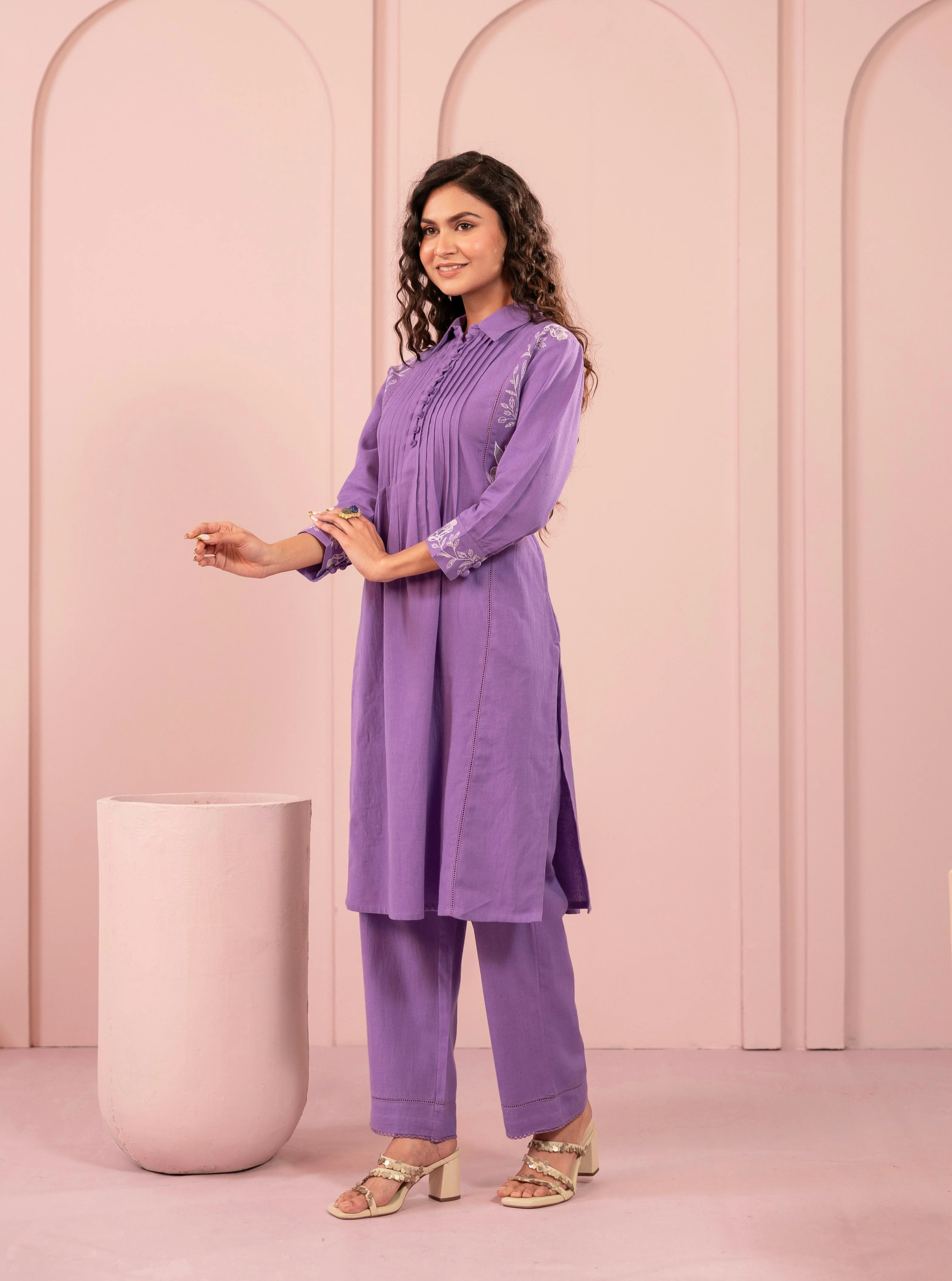 Purna Periwinkle Embroidery Kurta Co-ord Set - Image 6