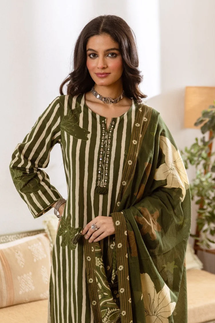 Karen olive cotton suit set - Image 2